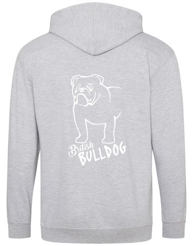 Unisex British Bulldog Zipped Hoodie Heather Grey (White)