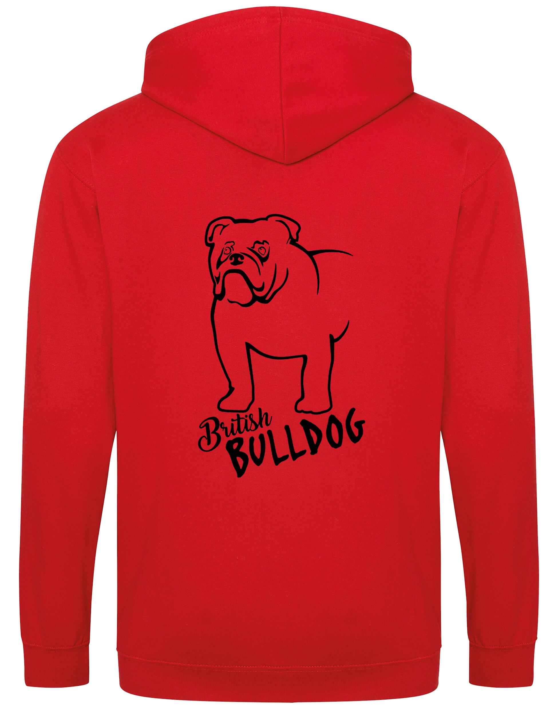 Unisex British Bulldog Zipped Hoodie Red (Black)