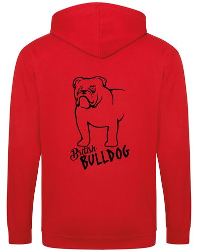 Unisex British Bulldog Zipped Hoodie Red (Black)
