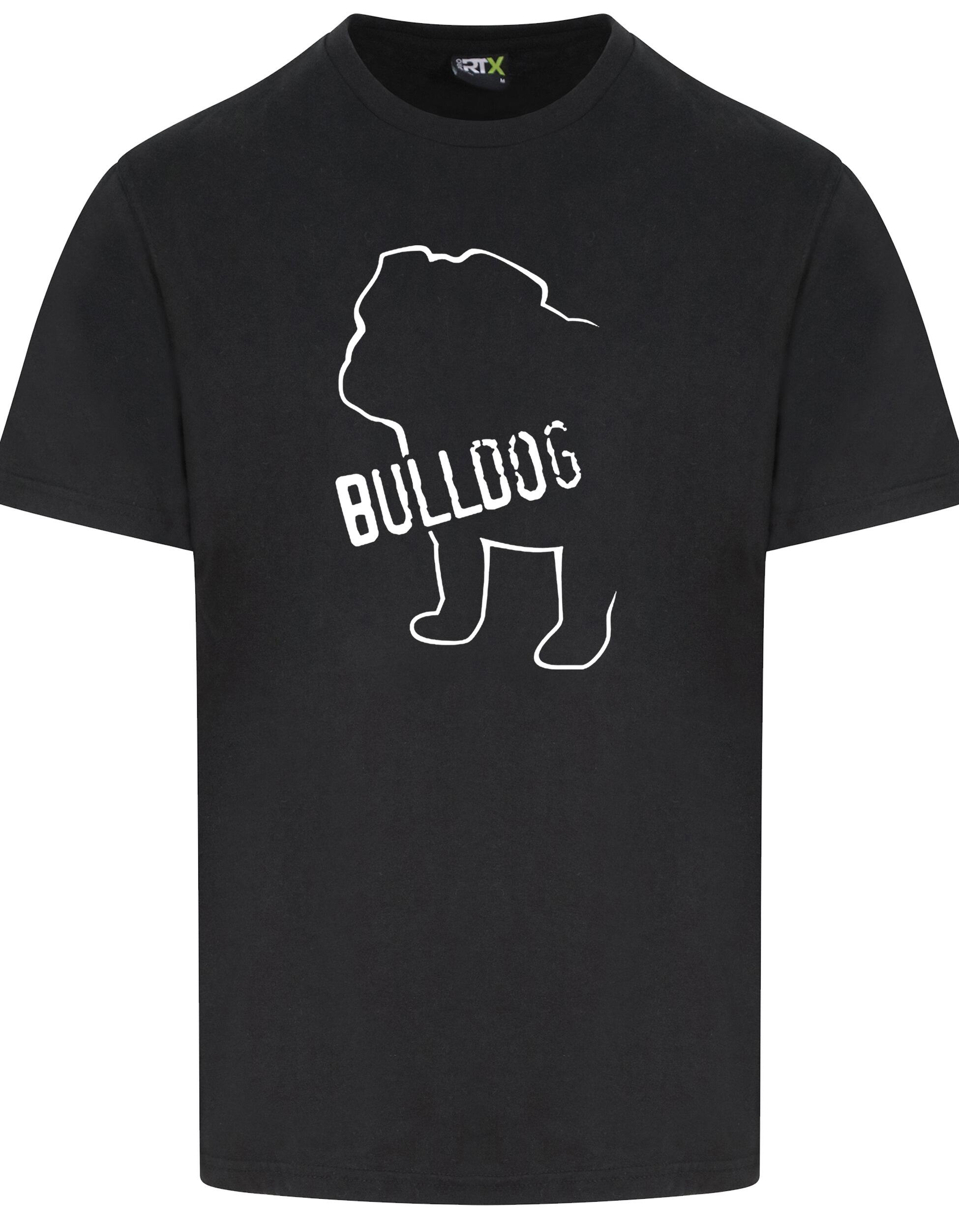 Unisex Bulldog (Body Design) Roundneck T-Shirt Black (White)