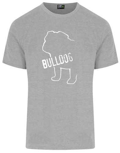 Unisex Bulldog (Body Design) Roundneck T-Shirt Heather Grey (White)