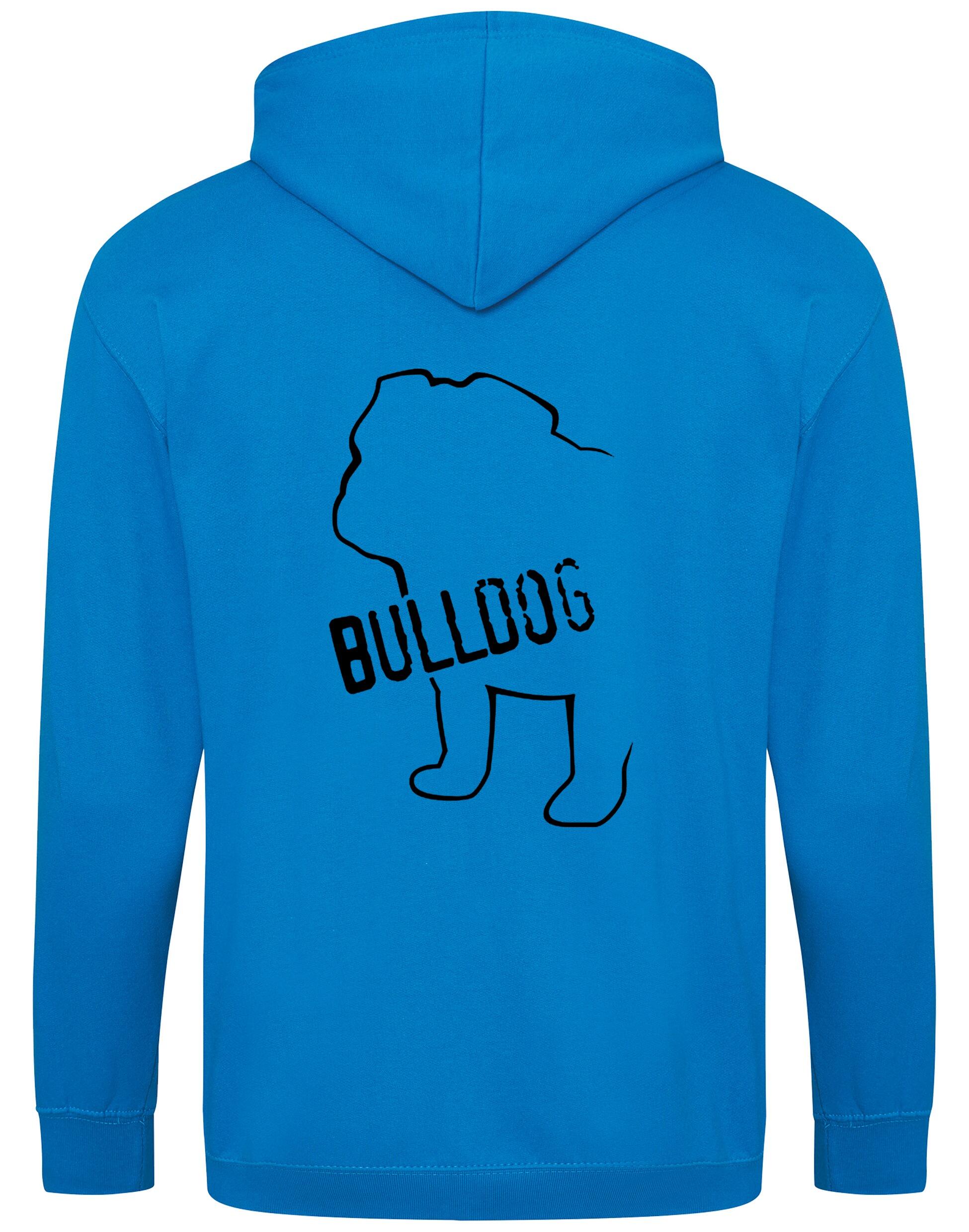 Unisex Bulldog (Body Design) Zipped Hoodie Sapphire Blue (Black)