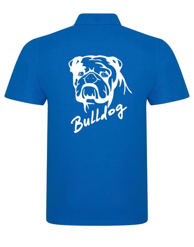 Unisex Bulldog (Head Design) Polo Shirt Sapphire Blue (White)