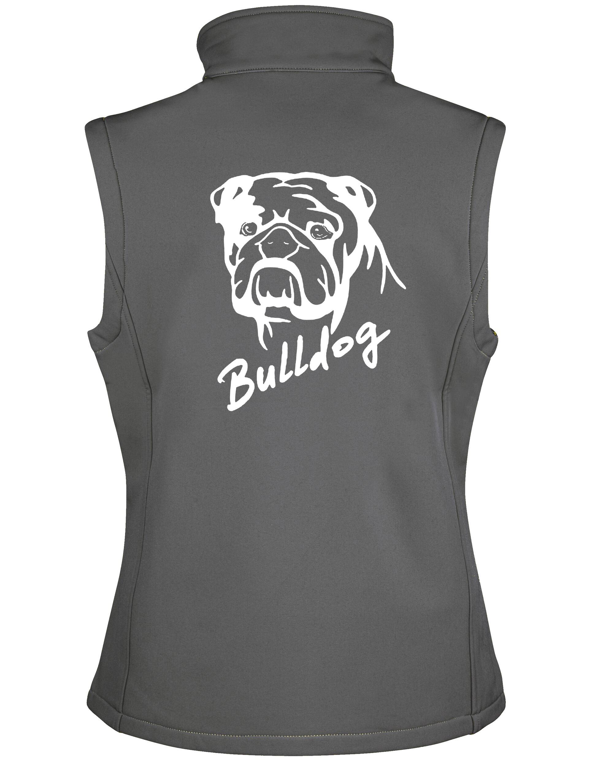 Unisex Bulldog (Head Design) Softshell Gilet Charcoal (White)