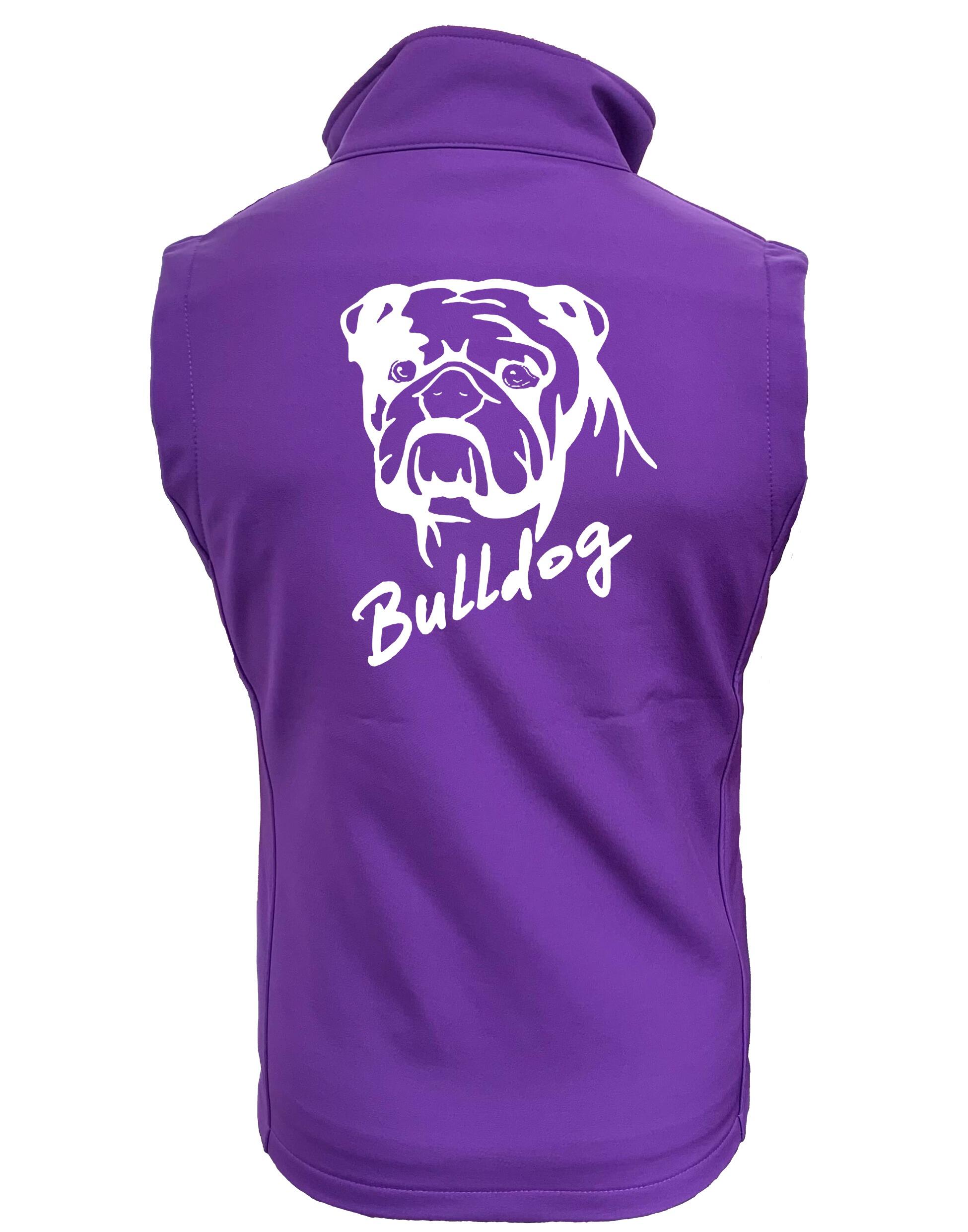 Unisex Bulldog (Head Design) Softshell Jacket Purple (White)