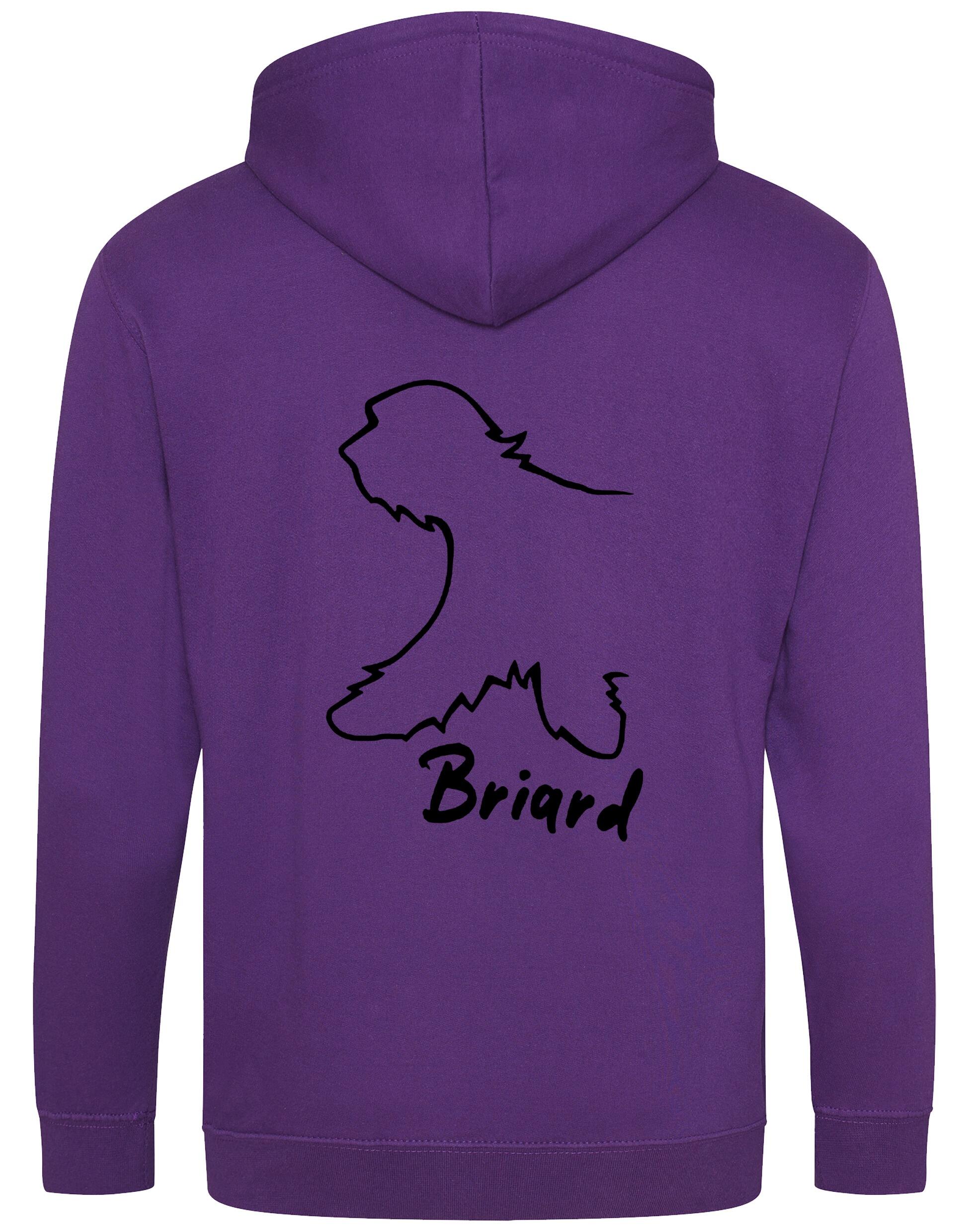 Unisex Briard Zipped Hoodie Purple (Black)