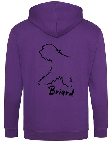 Unisex Briard Zipped Hoodie Purple (Black)
