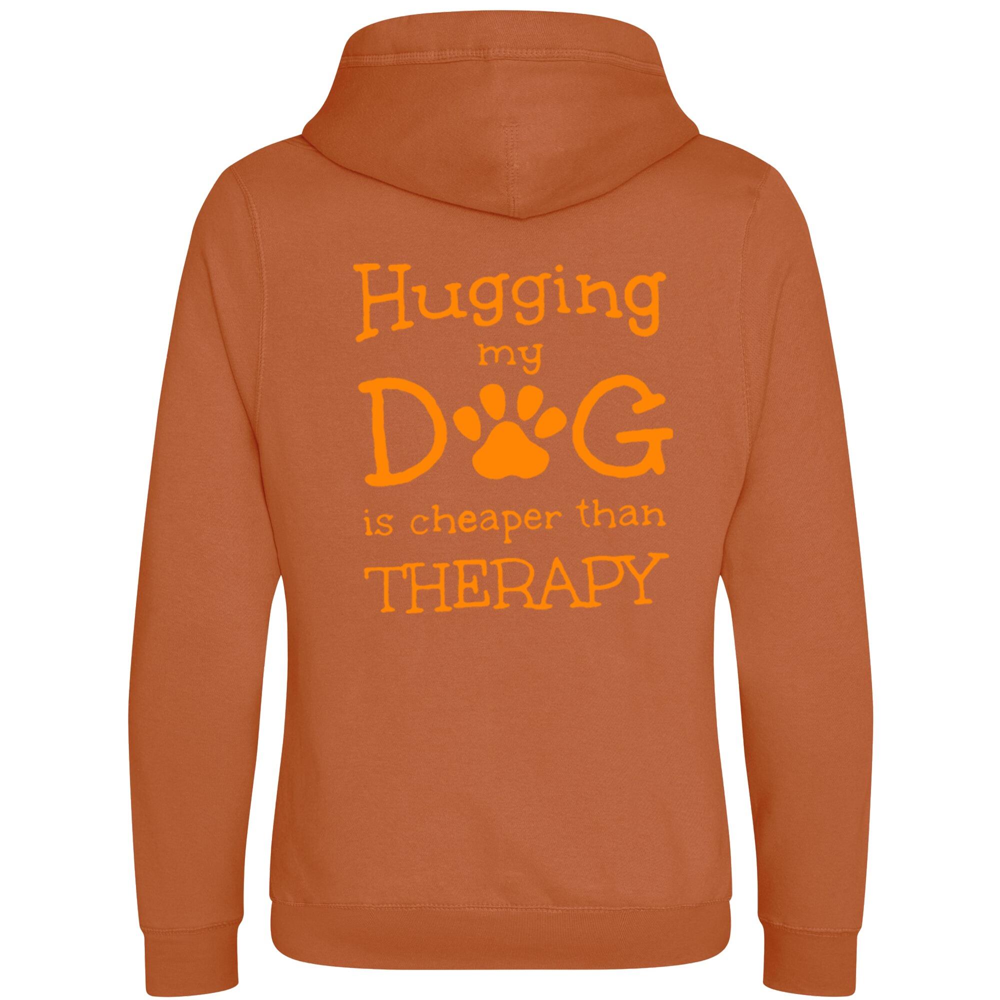 Ginger Biscuit Cross Neck Hoodies with "Hugging My Dog Is Cheaper" Orange Print - Agility Lifestyle Collection