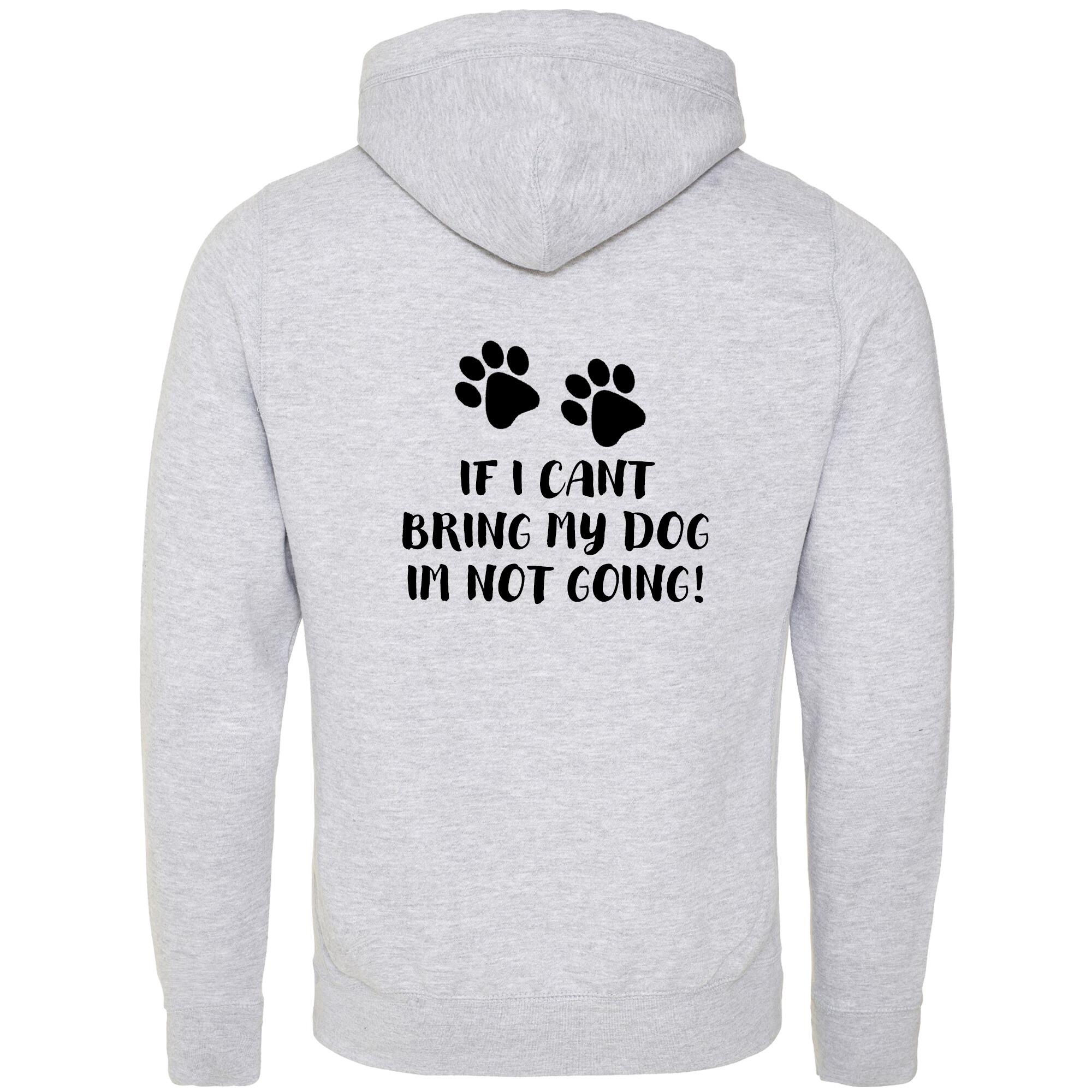 Heather Grey Cross Neck Hoodies with "If I Can't Bring My Dog" Black Print - Agility Lifestyle Collection