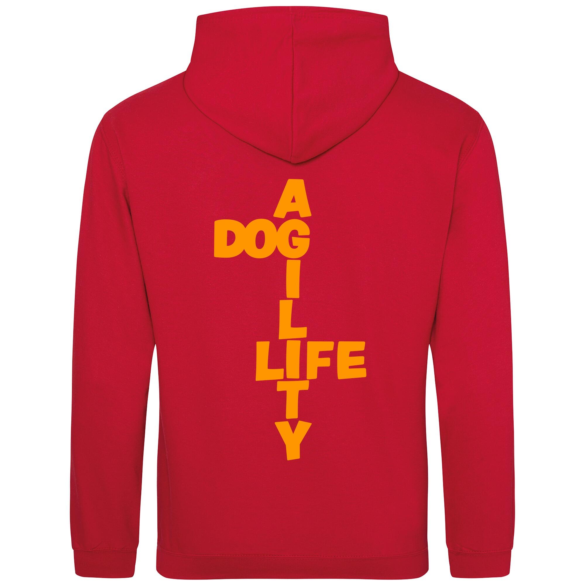 Red Pullover Hoodies with "Dog Agility Life" Orange Print - Agility Lifestyle Collection