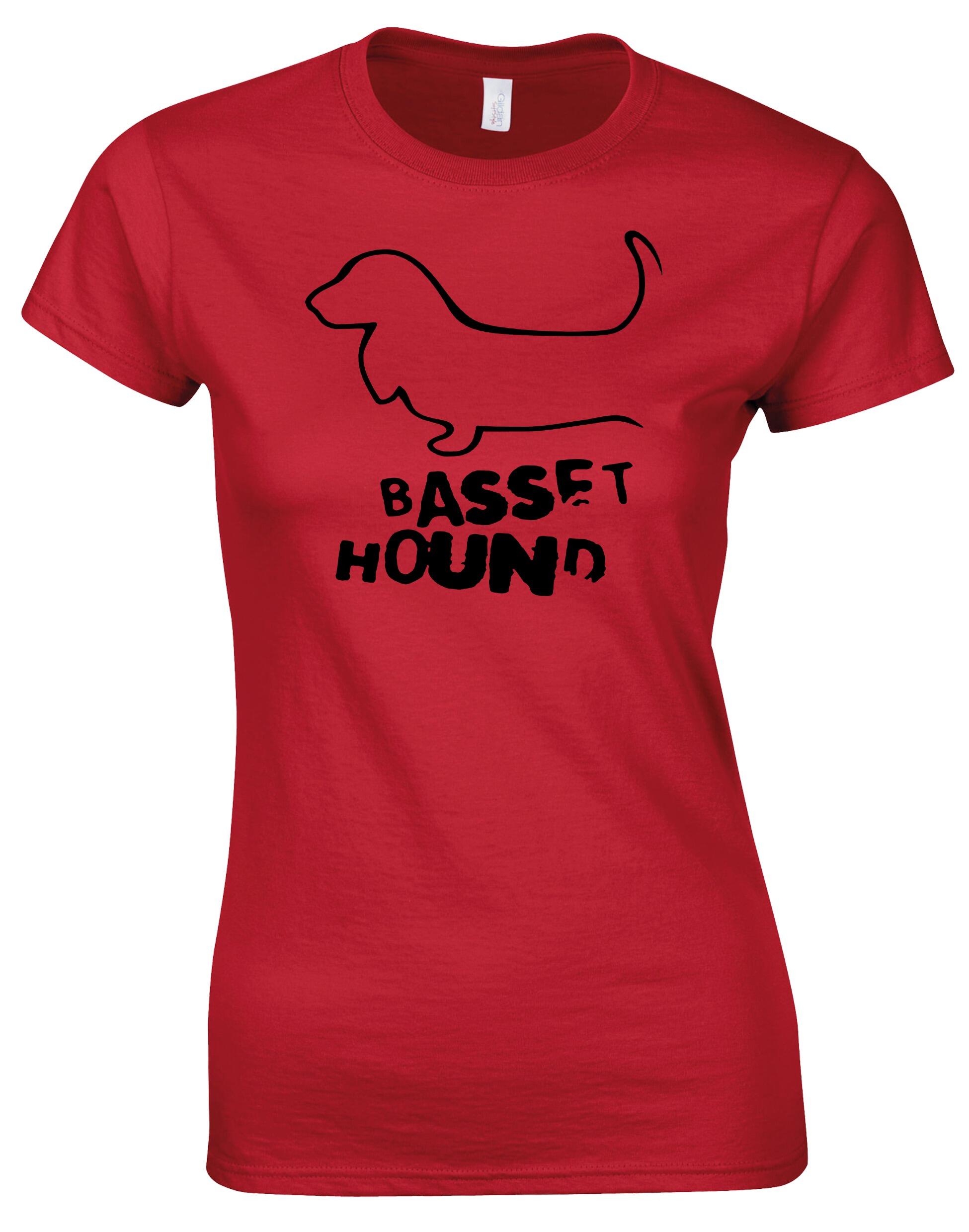 Female Roundneck T-shirt with Basset Hound Dog Breed Design – Style for Every Dog Lover