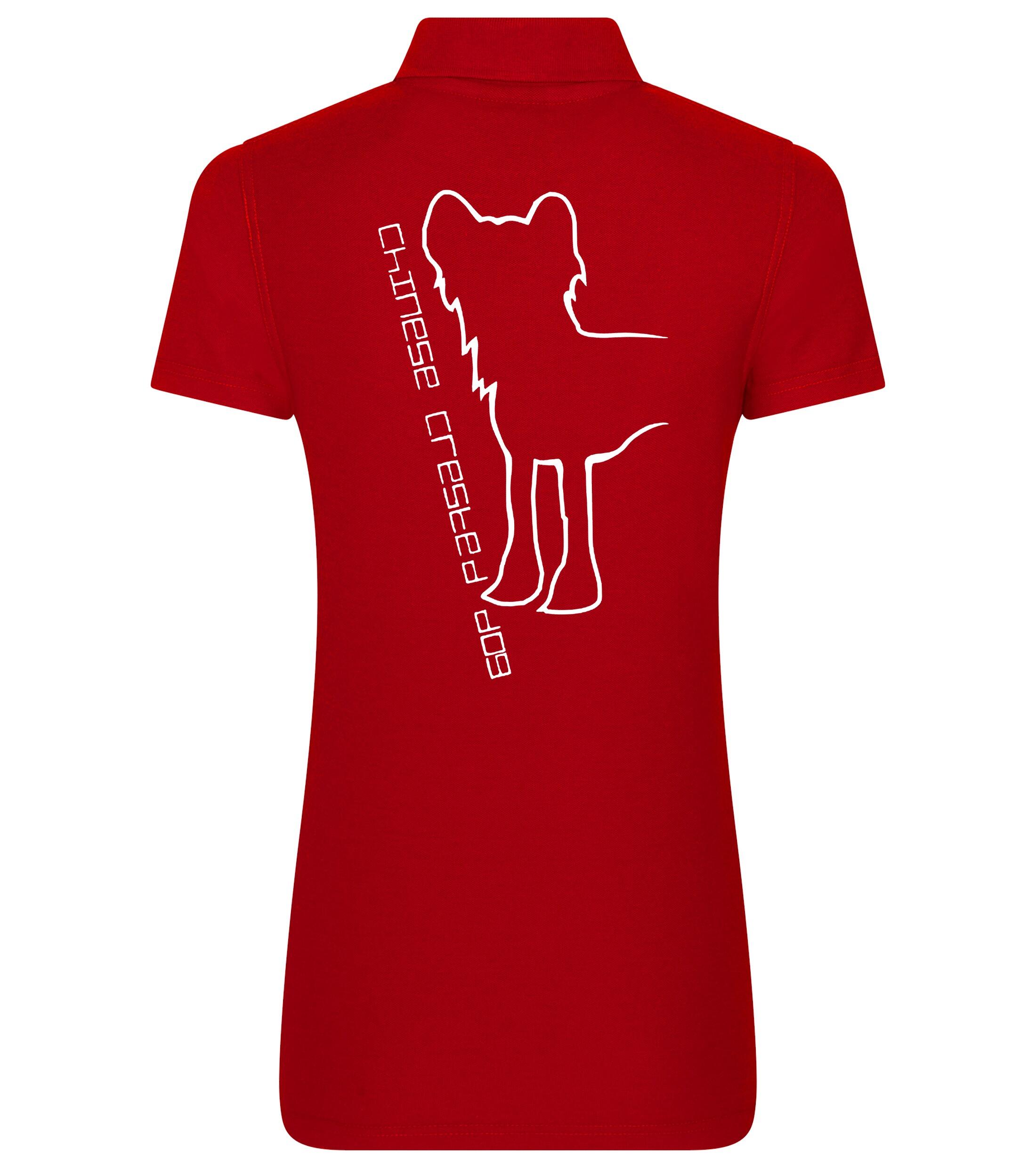 Women’s Cotton Polo with Chinese Crested Dog Breed Design – Style for Chinese Crested Enthusiasts