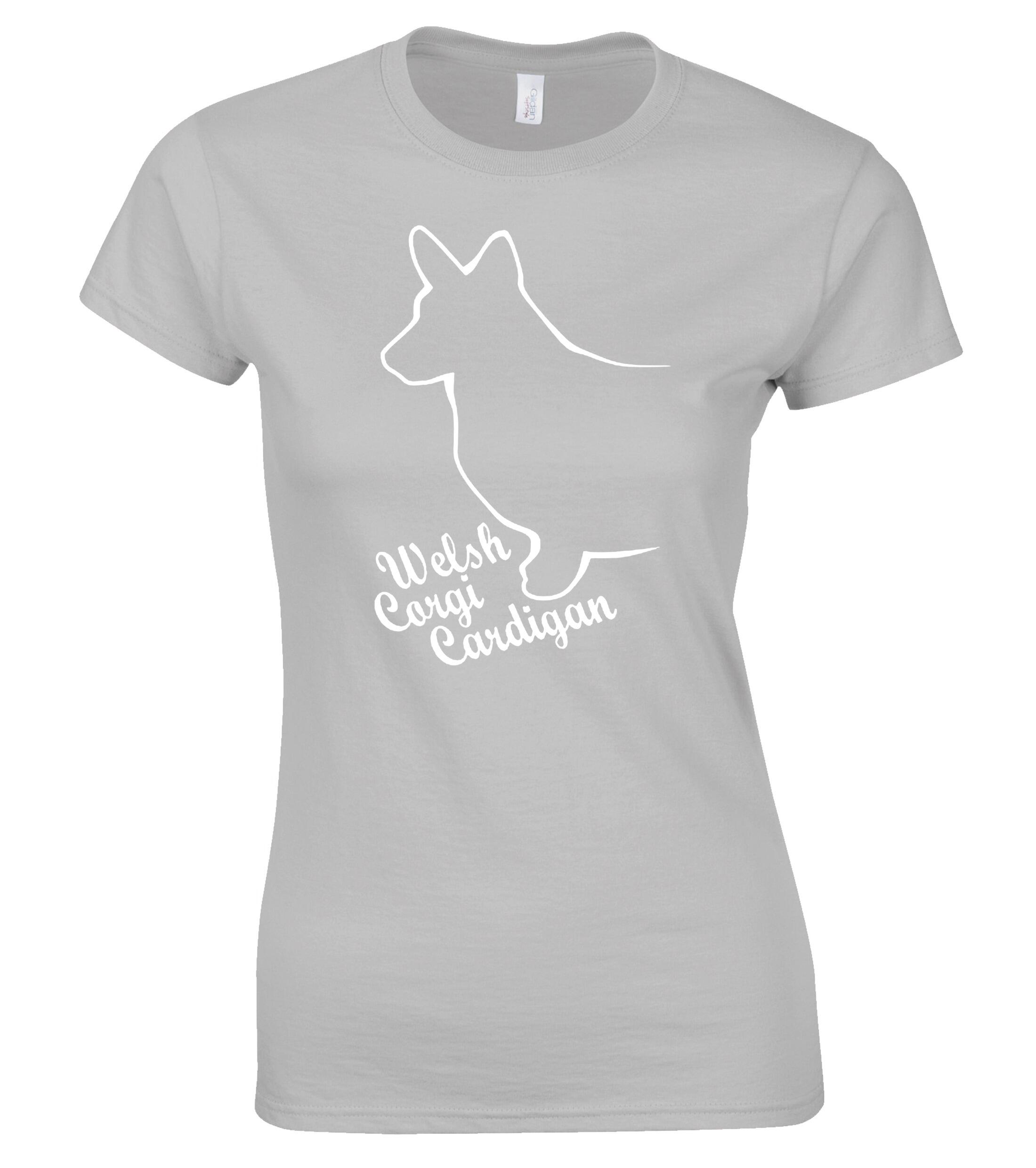 Female Roundneck T-shirt with Corgi Cardigan (Welsh) Dog Breed Design – Perfect for Corgi Enthusiasts