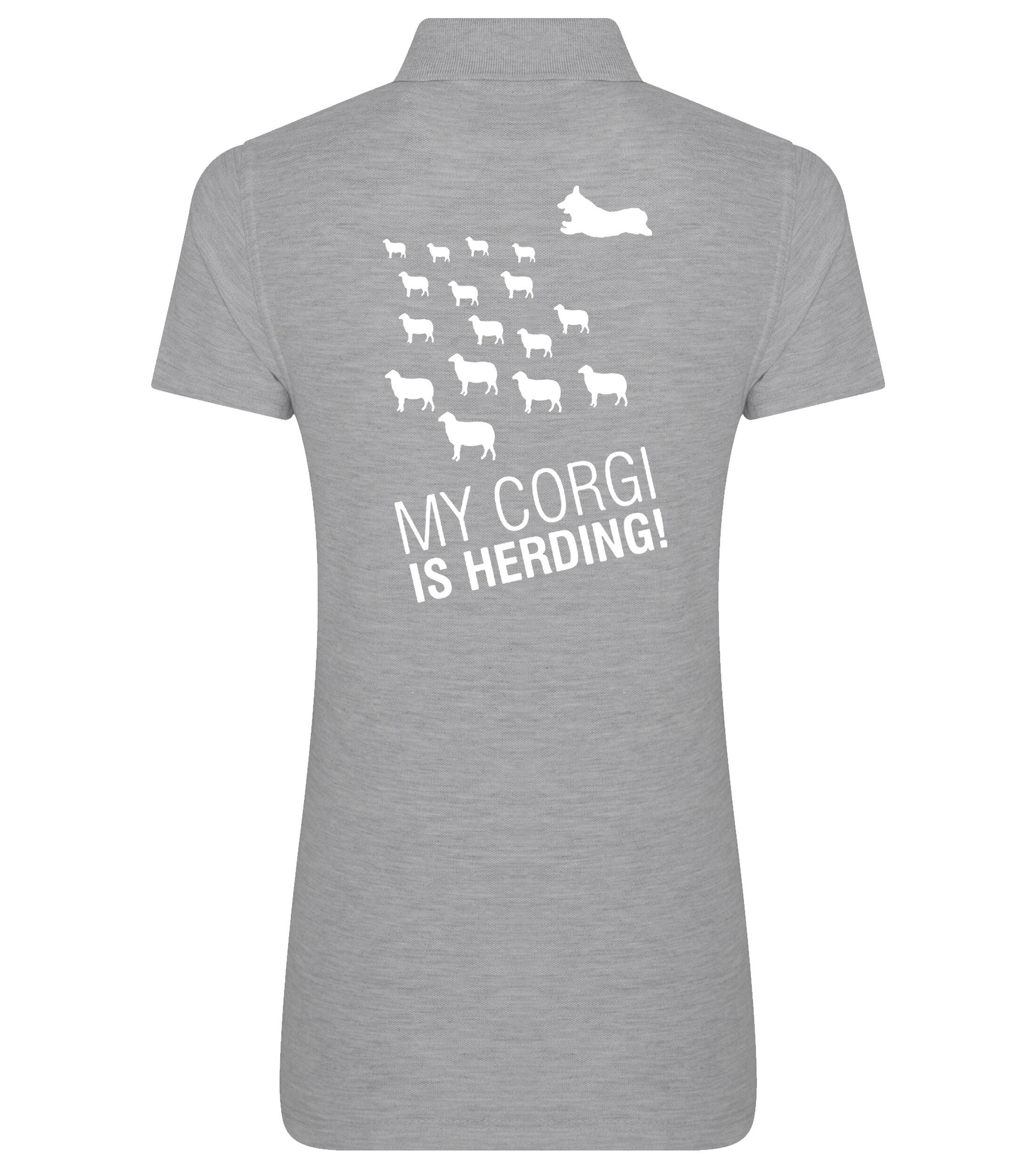 Women’s Cotton Polo with Corgi Herding Dog Breed Design – Elegance for Corgi Herding Enthusiasts