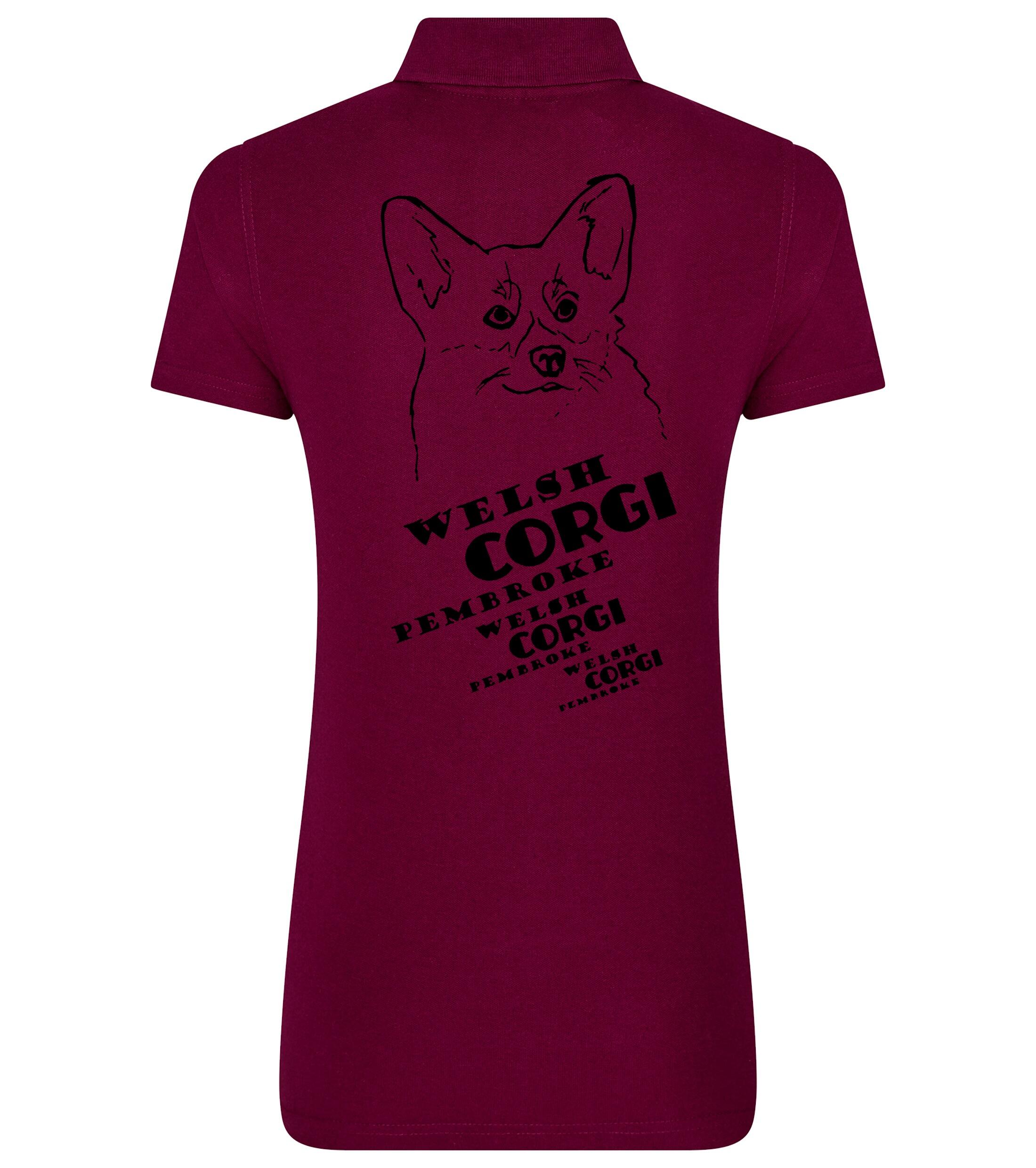 Women’s Cotton Polo with Corgi Pembroke (Face) Dog Breed Design – Stylish Comfort for Corgi Lovers