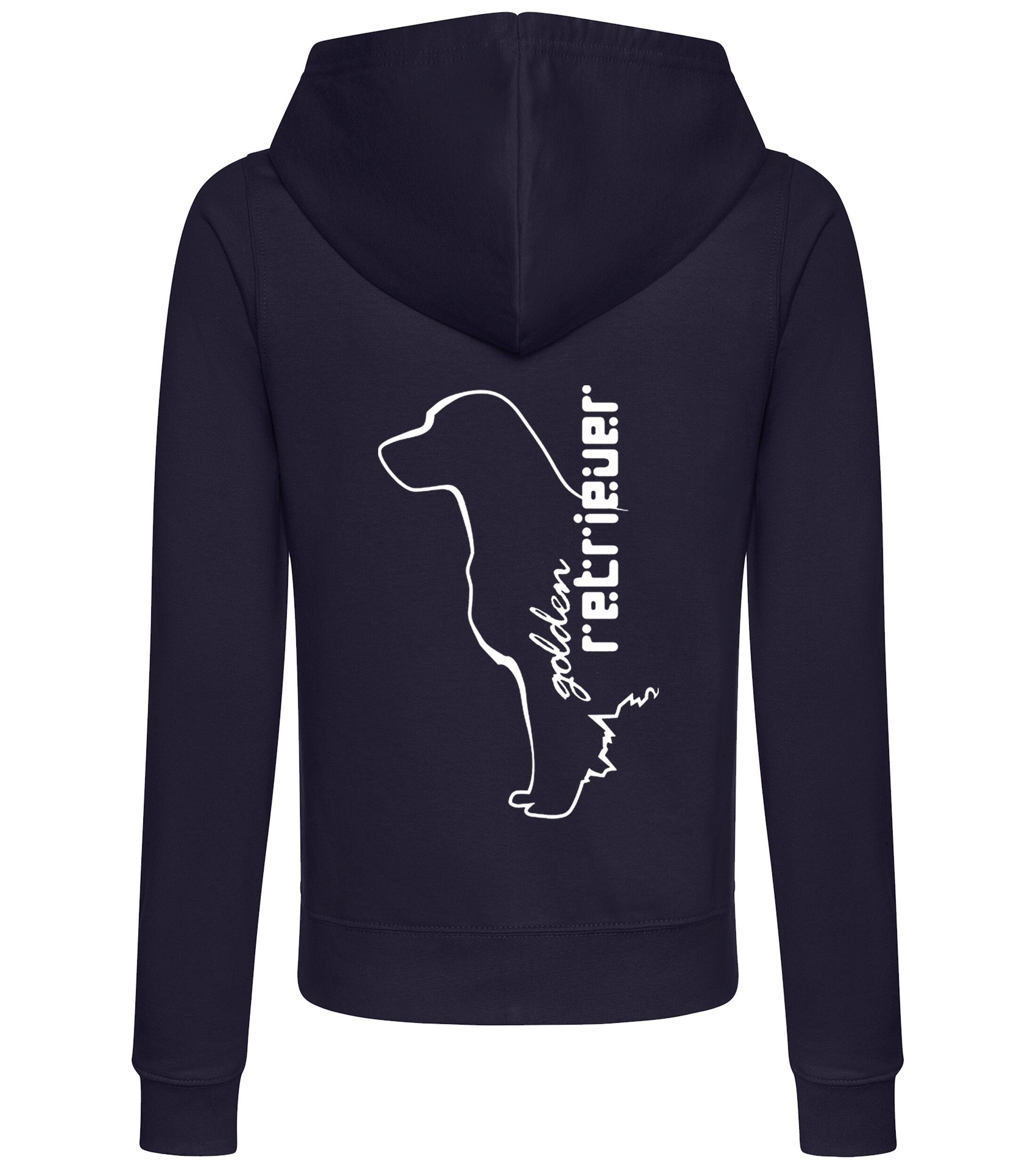Women’s zipped hoodie featuring an exclusive Golden Retriever design, crafted from soft, breathable fabric with a flattering fit, cozy hood, and convenient full-zip closure, perfect for Golden Retriever enthusiasts.