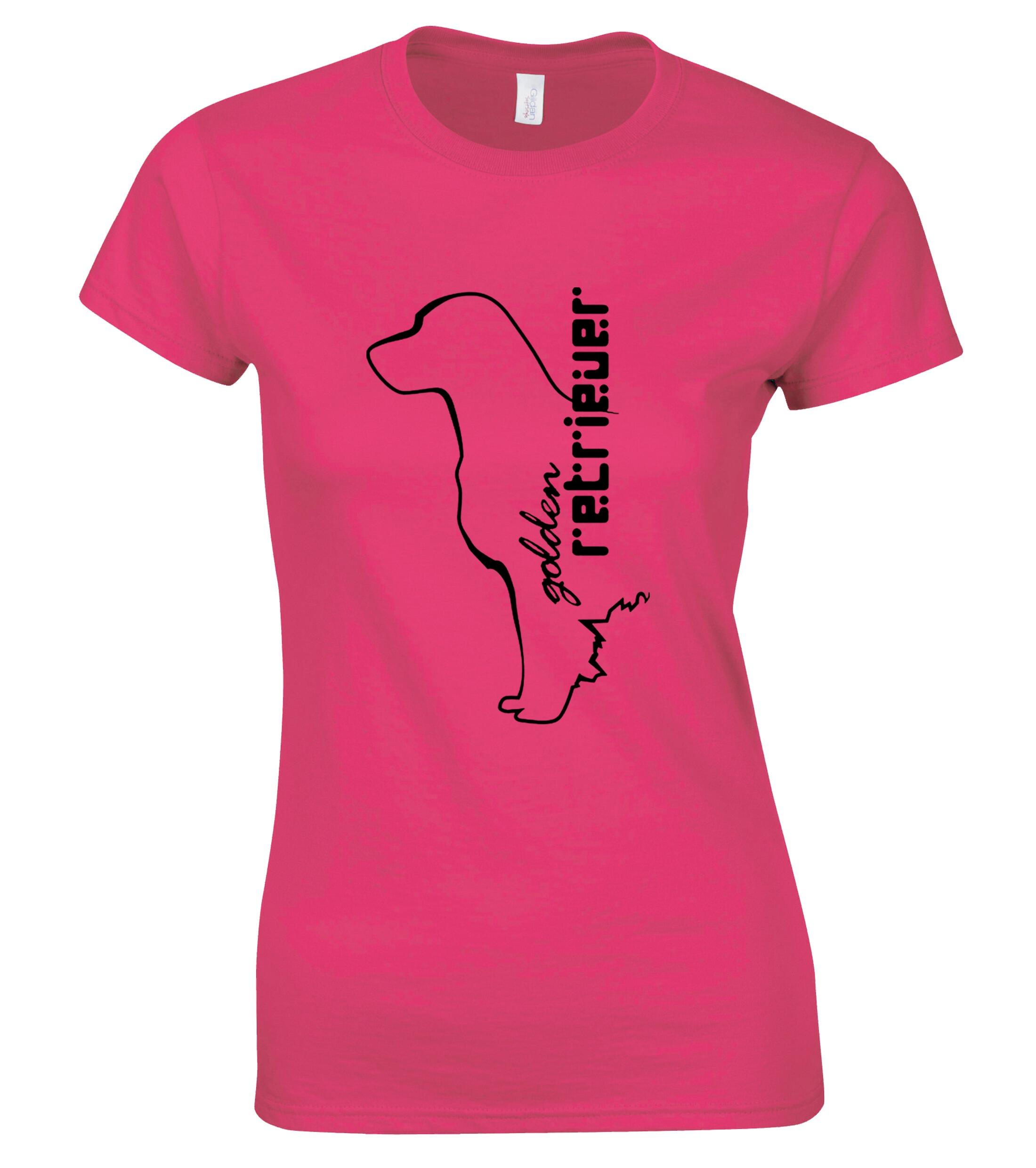 Golden Retriever Female Roundneck T-shirt with a detailed breed graphic, crafted from soft, breathable cotton and tailored with a feminine fit for stylish comfort.