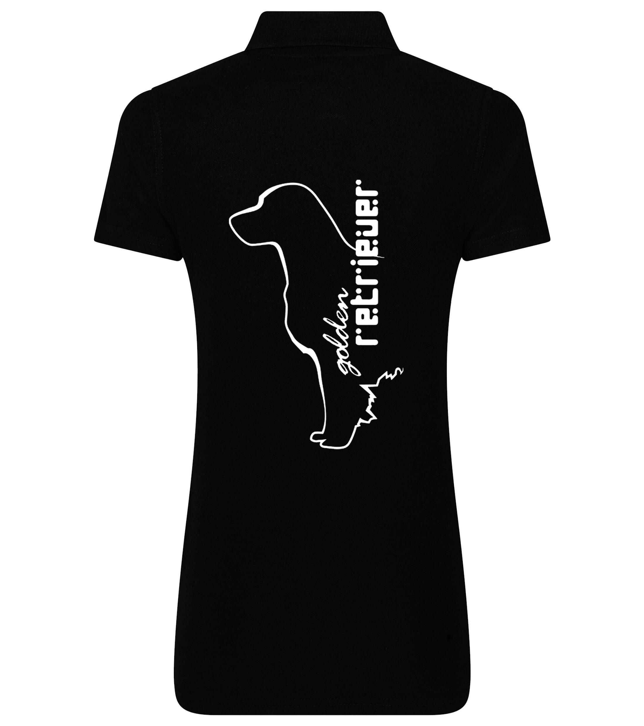 Women’s Cotton Polo with a detailed Golden Retriever graphic, crafted from breathable cotton fabric for lightweight comfort, featuring a structured collar and feminine fit for timeless style.