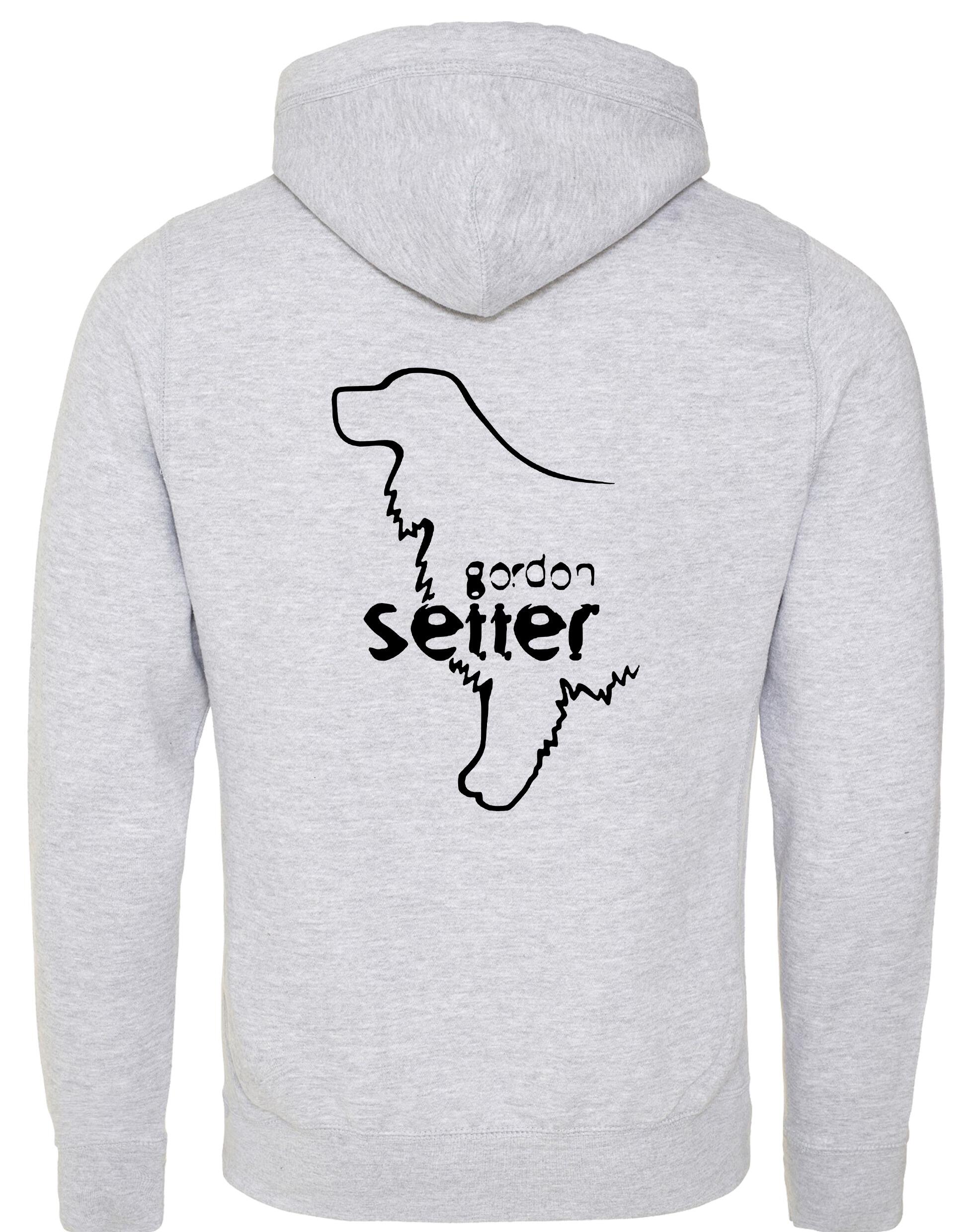 Unisex crossneck pullover hoodie featuring an exclusive Gordon Setter design, brushed fleece lining, spacious kangaroo pocket, and modern crossneck style for warmth and comfort.