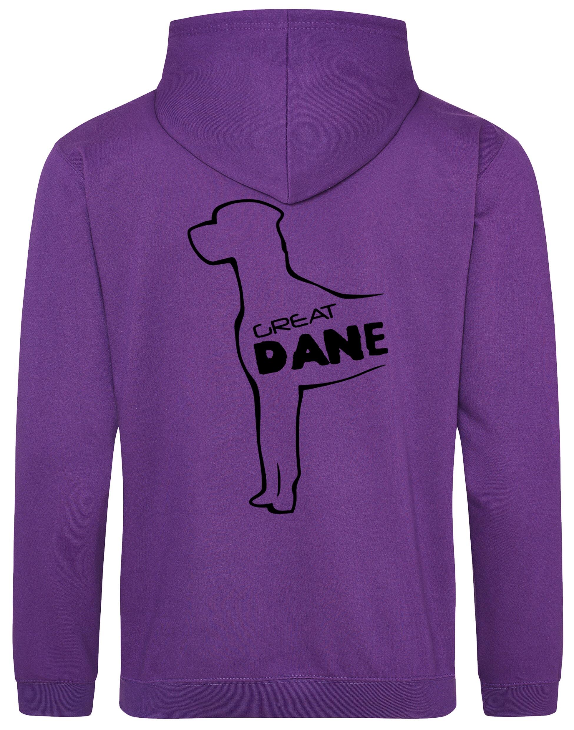 Pullover hoodie featuring exclusive Great Dane artwork, crafted from heavy-blend fabric with fleece lining, kangaroo pocket, and customizable design options.