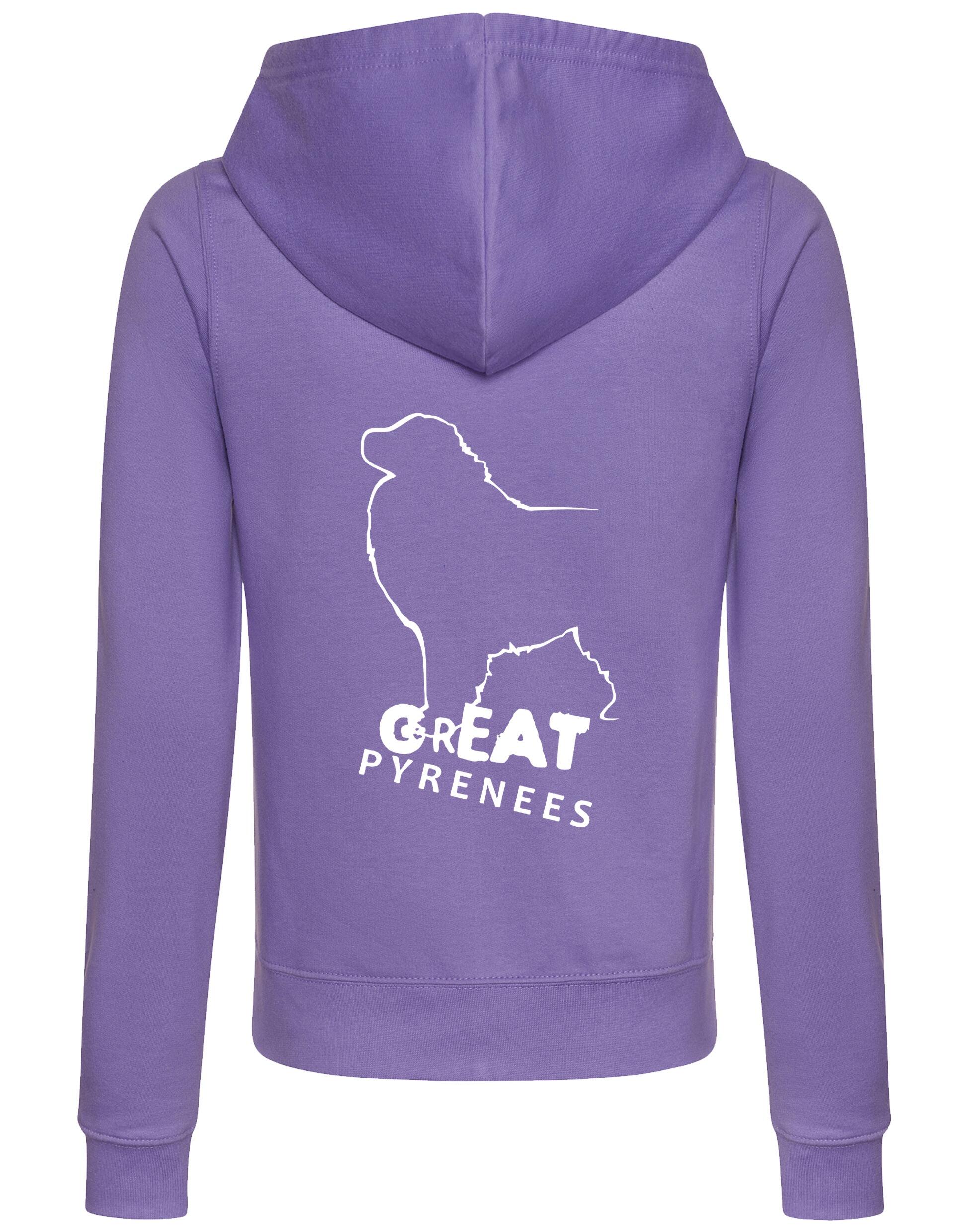 Great Pyrenees Women’s Zipped Hoodie with exclusive breed design, breathable fabric, cozy hood, and functional pockets, perfect for showcasing your love for this loyal and majestic breed.