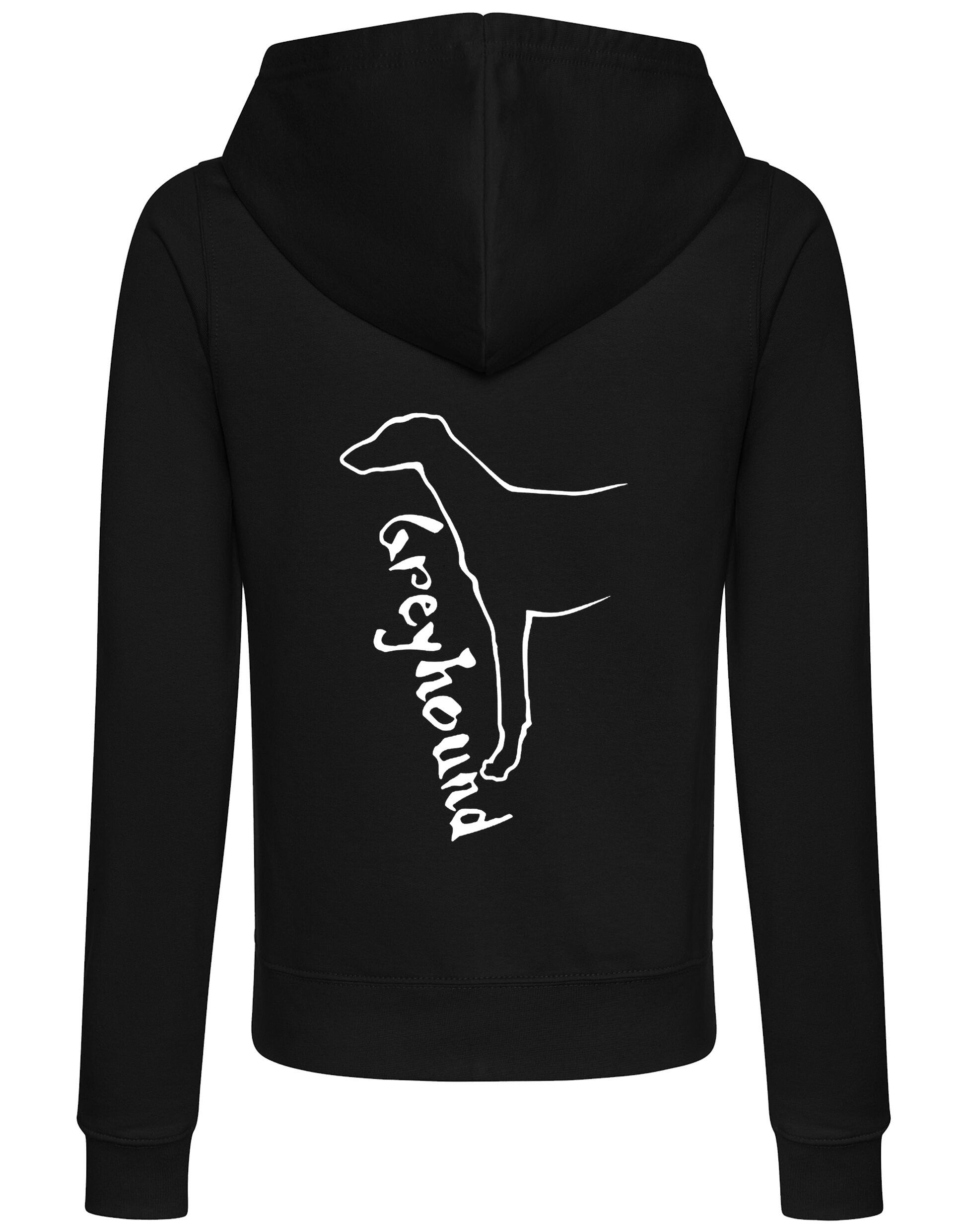 Greyhound Women’s Zipped Hoodie with exclusive breed design, breathable fabric, full-zip closure, and cozy hood, ideal for showcasing breed pride and staying comfortable.