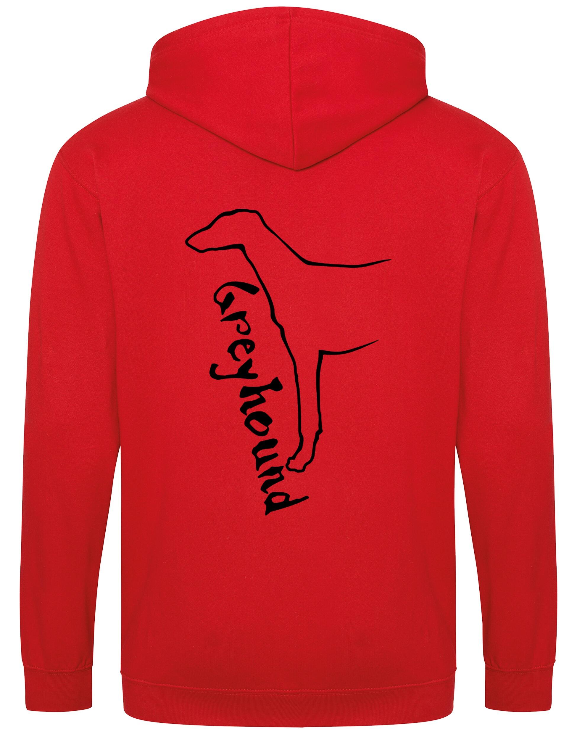 Greyhound zipped hoodie featuring exclusive breed design, cozy brushed fleece interior, full-zip closure, and personalization options, ideal for dog lovers.