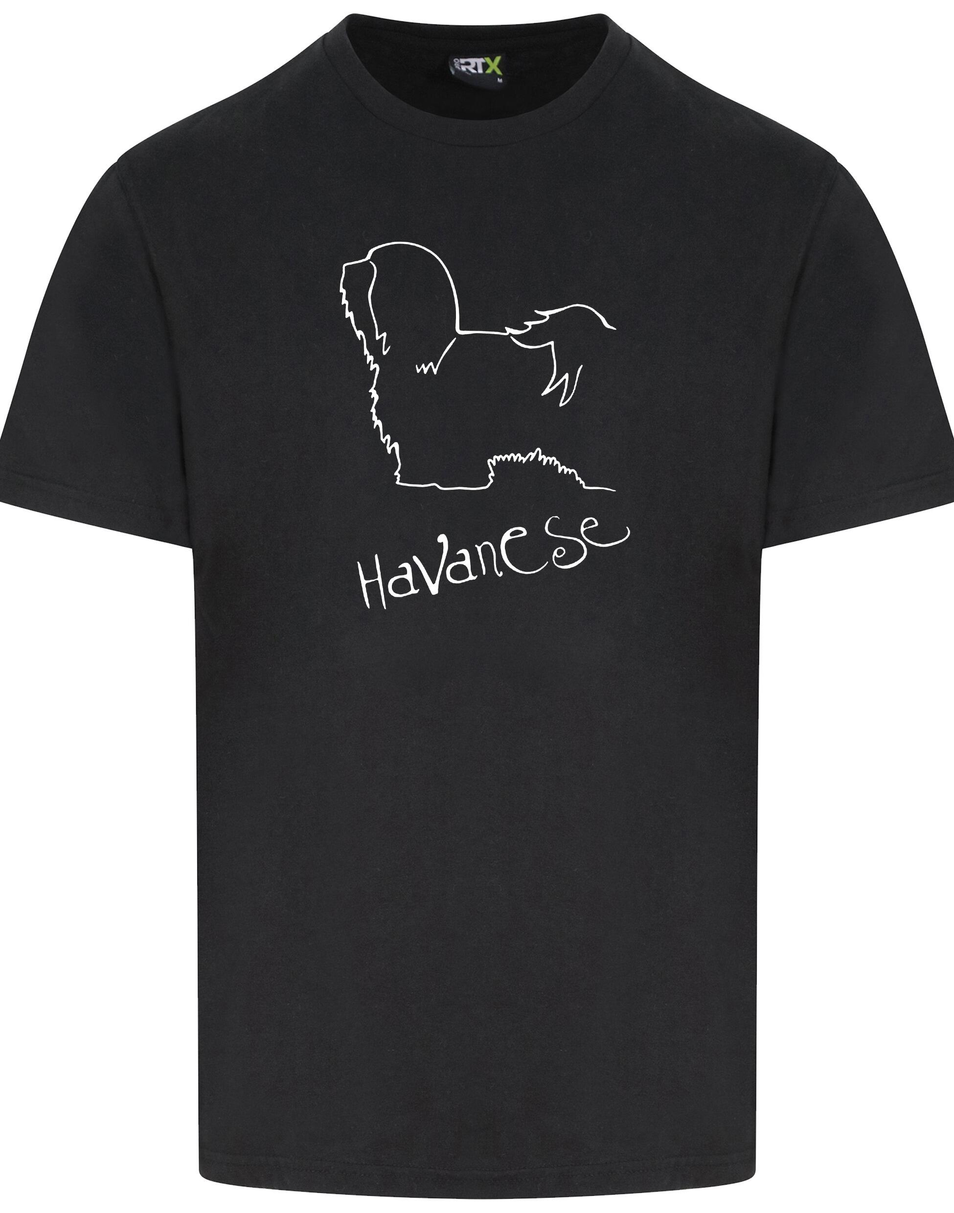 Unisex Roundneck T-shirt featuring a detailed Havanese graphic – stylish and comfortable apparel for Havanese lovers.