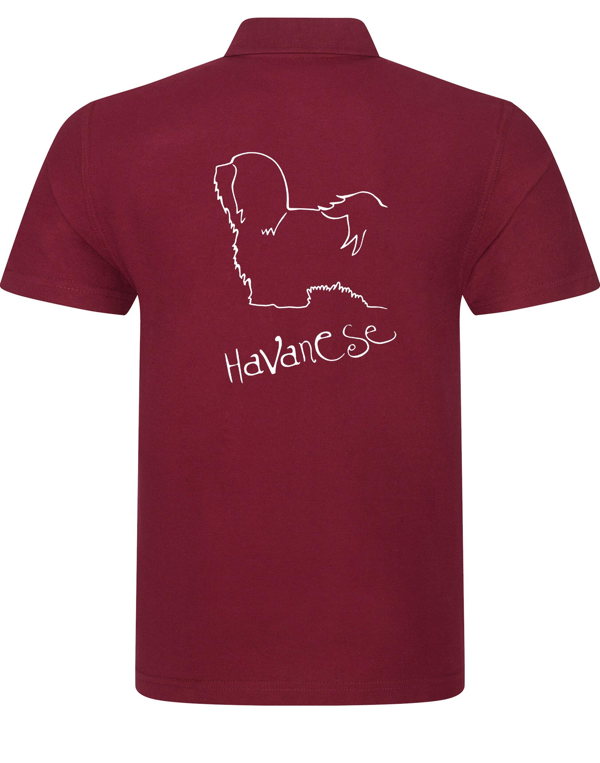 Unisex cotton polo featuring a detailed Havanese graphic – comfortable and stylish apparel for Havanese lovers.