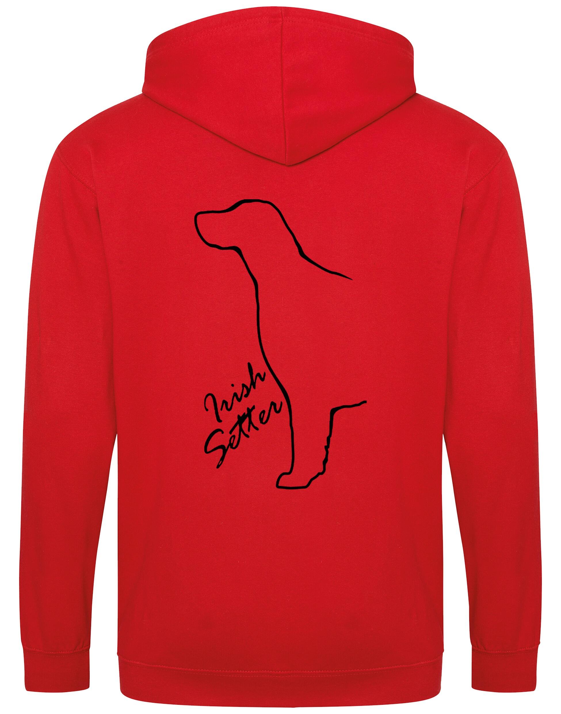 Irish Setter Zipped Hoodie featuring exclusive breed artwork, soft fleece interior, and customizable options for comfort and style.