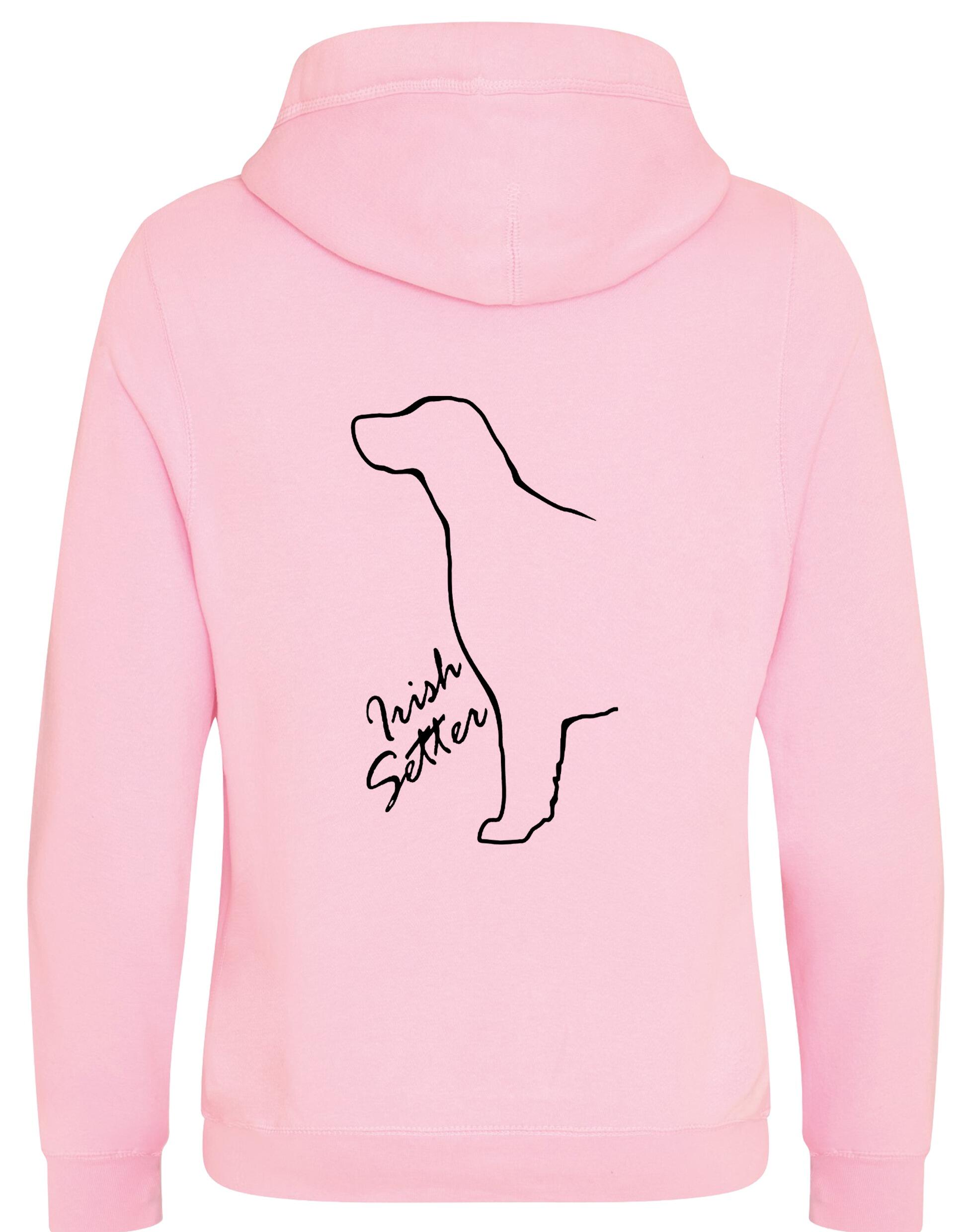 Irish Setter Crossneck Pullover Hoodie featuring detailed breed artwork, brushed fleece interior, and a modern crossneck design.