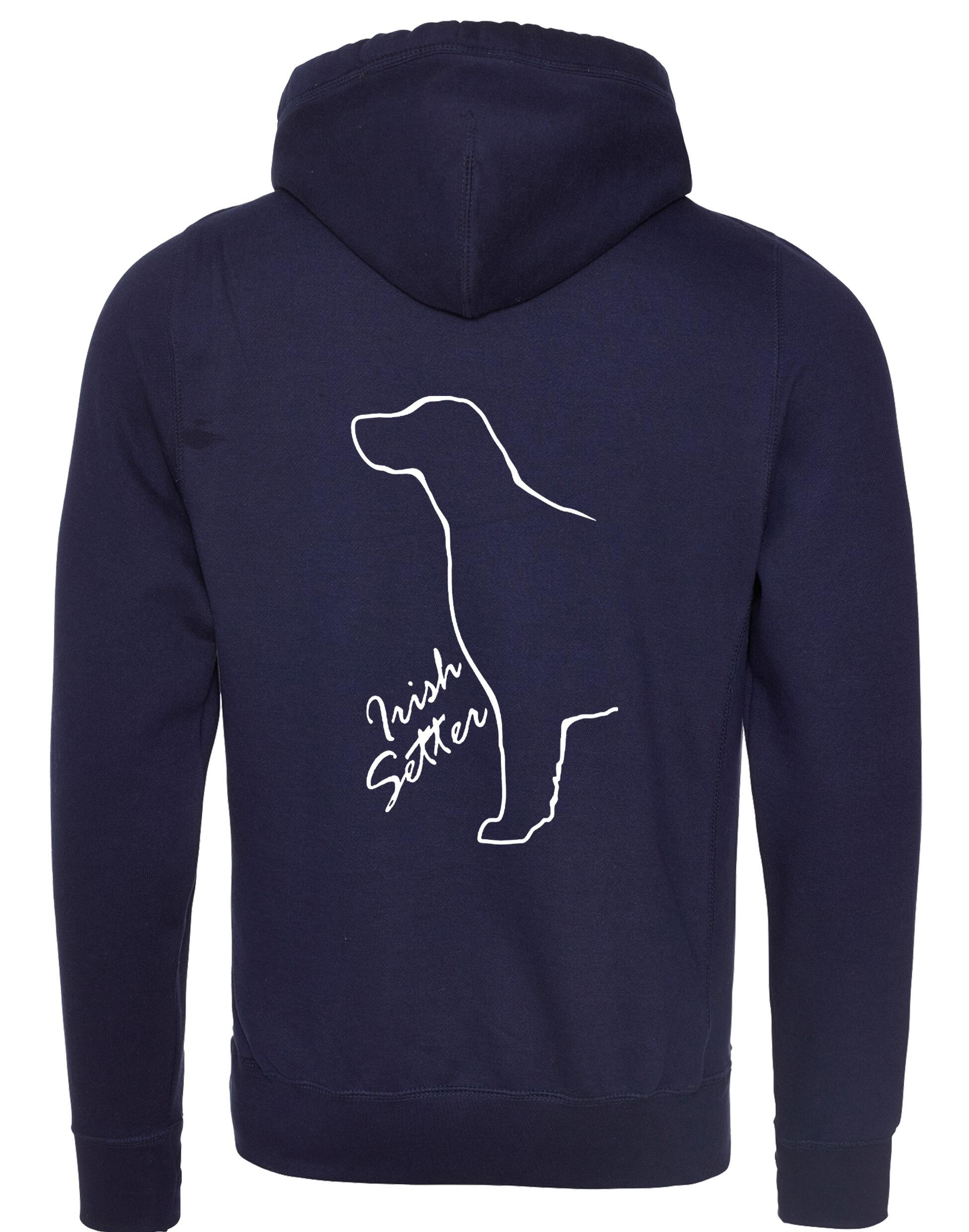 Irish Setter Crossneck Pullover Hoodie featuring detailed breed artwork, brushed fleece interior, and a modern crossneck design.