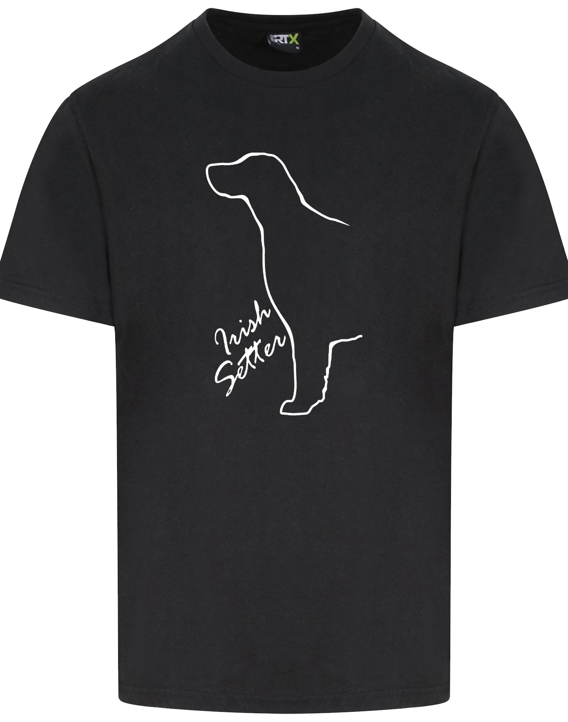 Irish Setter Unisex Roundneck T-shirt featuring detailed breed artwork on breathable cotton fabric with a relaxed fit for versatile wear.