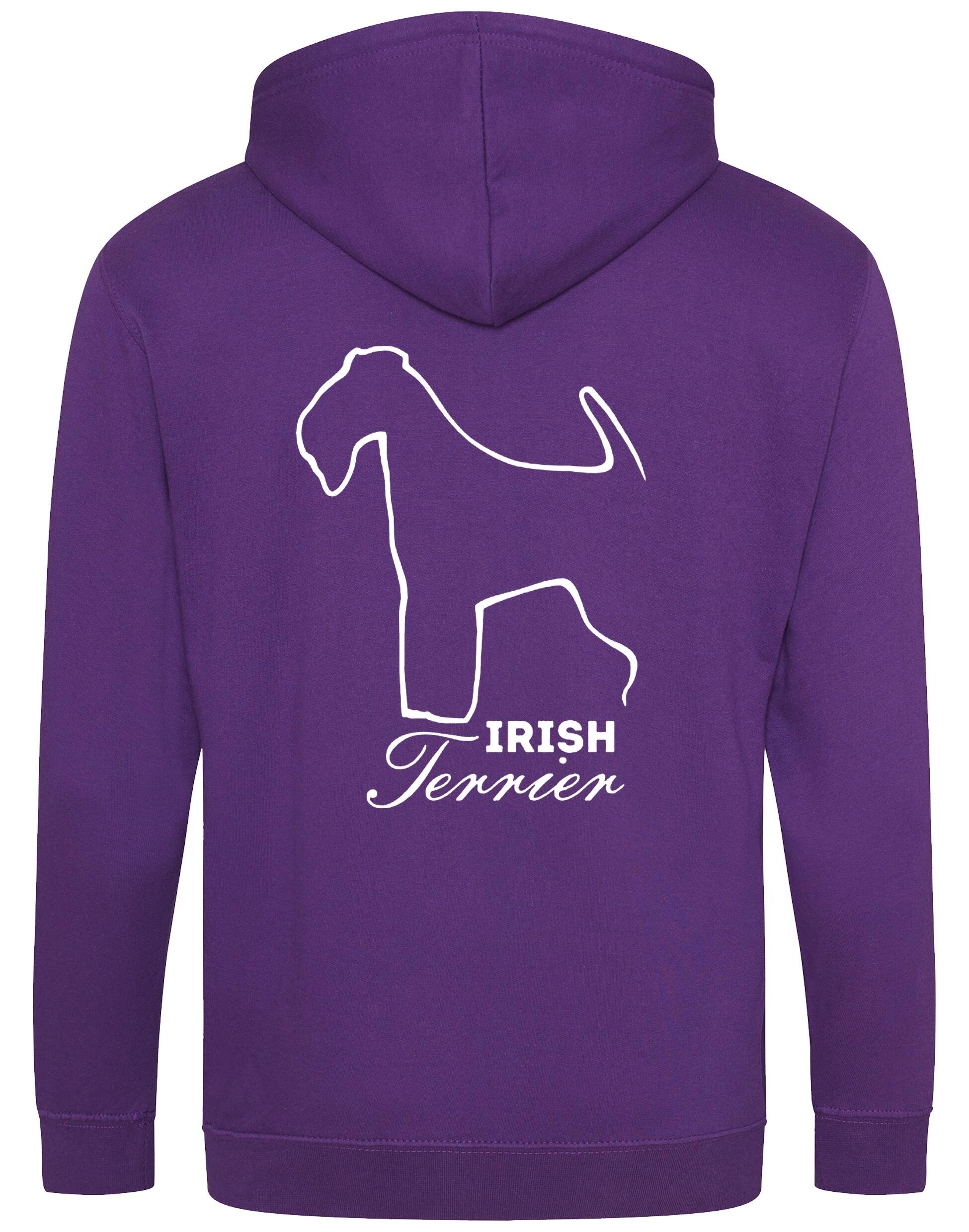 Irish Terrier Zipped Hoodie featuring exclusive breed artwork, practical full-zip design, and customizable options for a personalized touch.