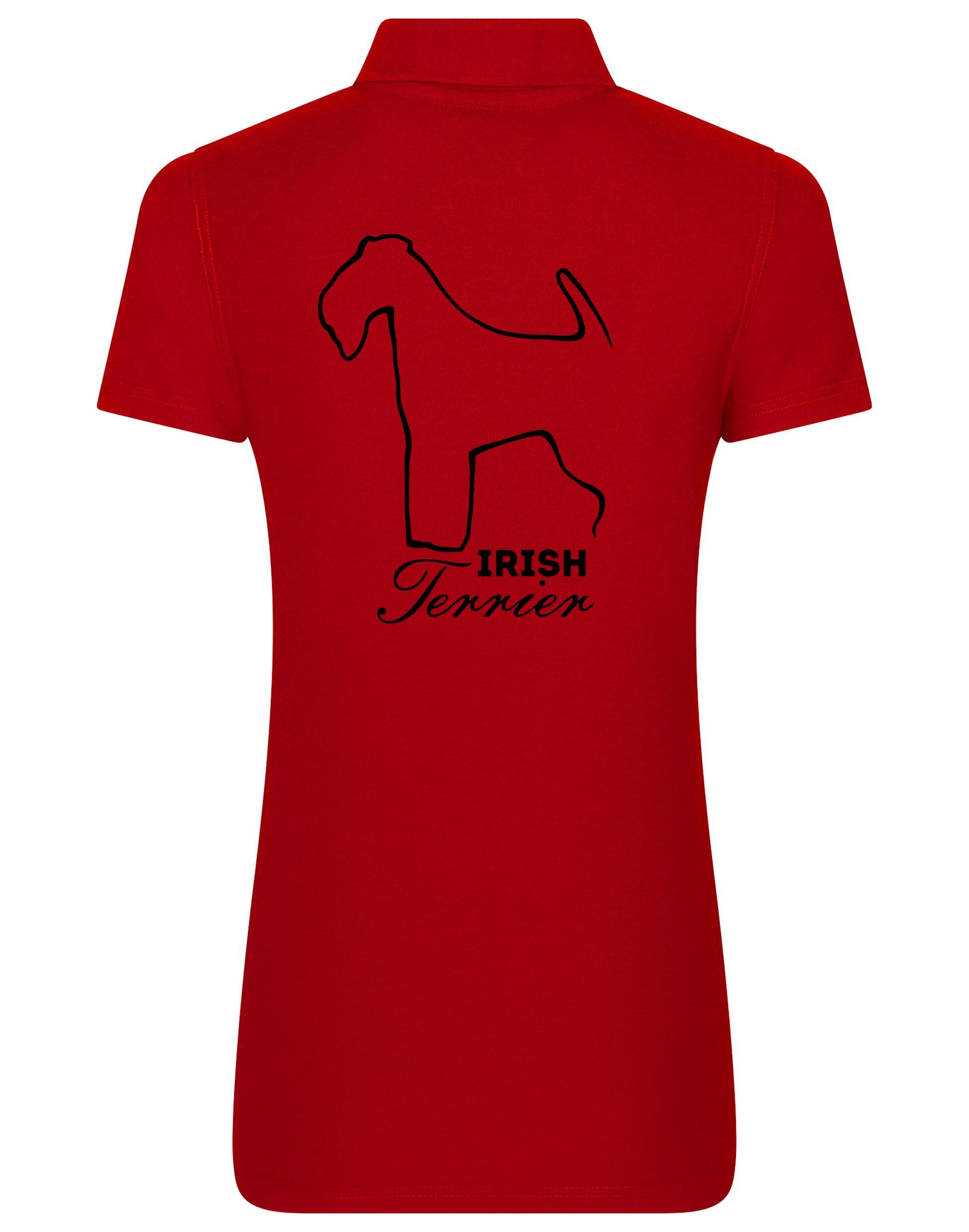 Women's Cotton Polo featuring exclusive Irish Terrier design, made from soft, breathable cotton for comfort and style.