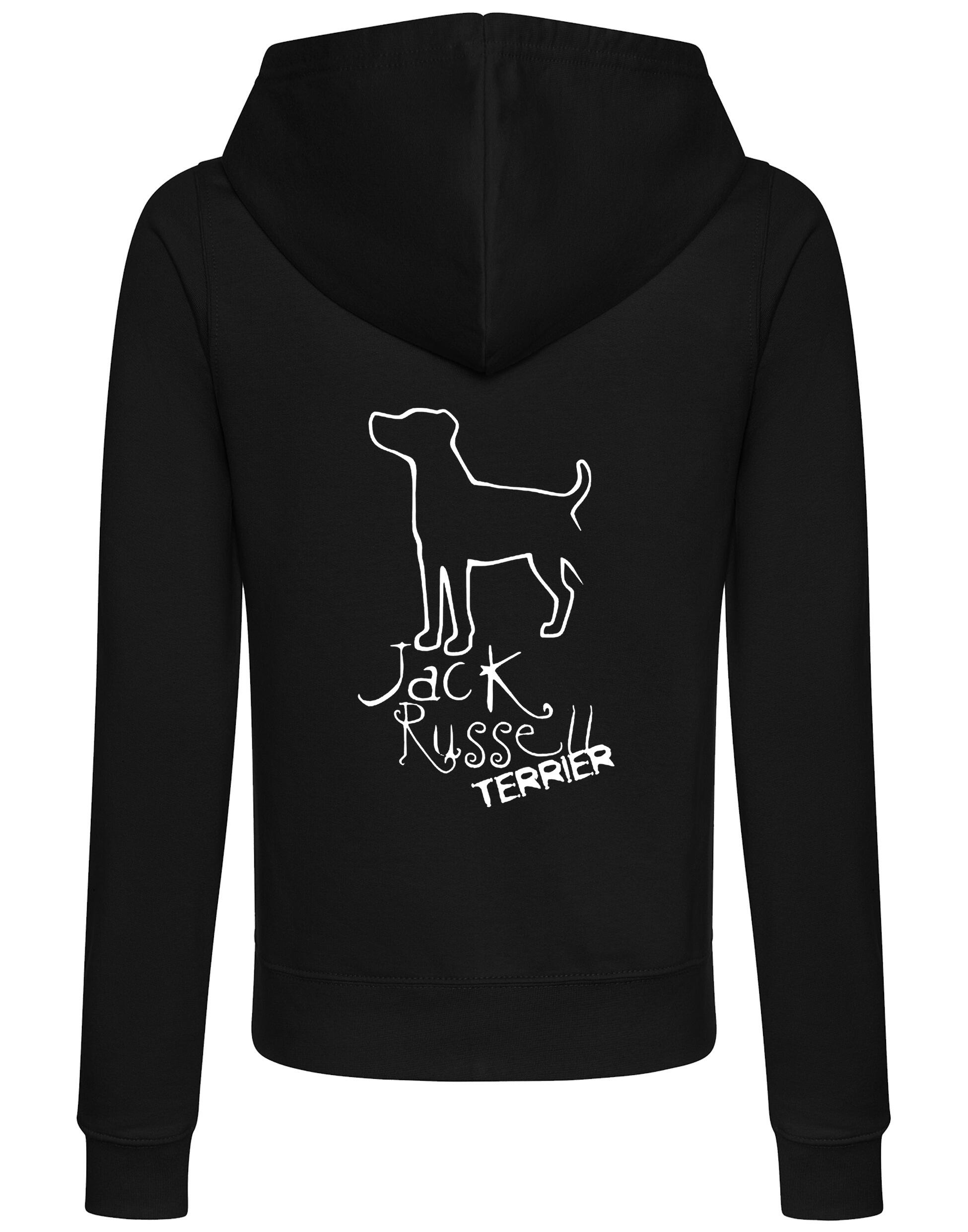 Jack Russell Terrier Women’s Zipped Hoodie with exclusive breed artwork, breathable fabric, and functional pockets for style and practicality.