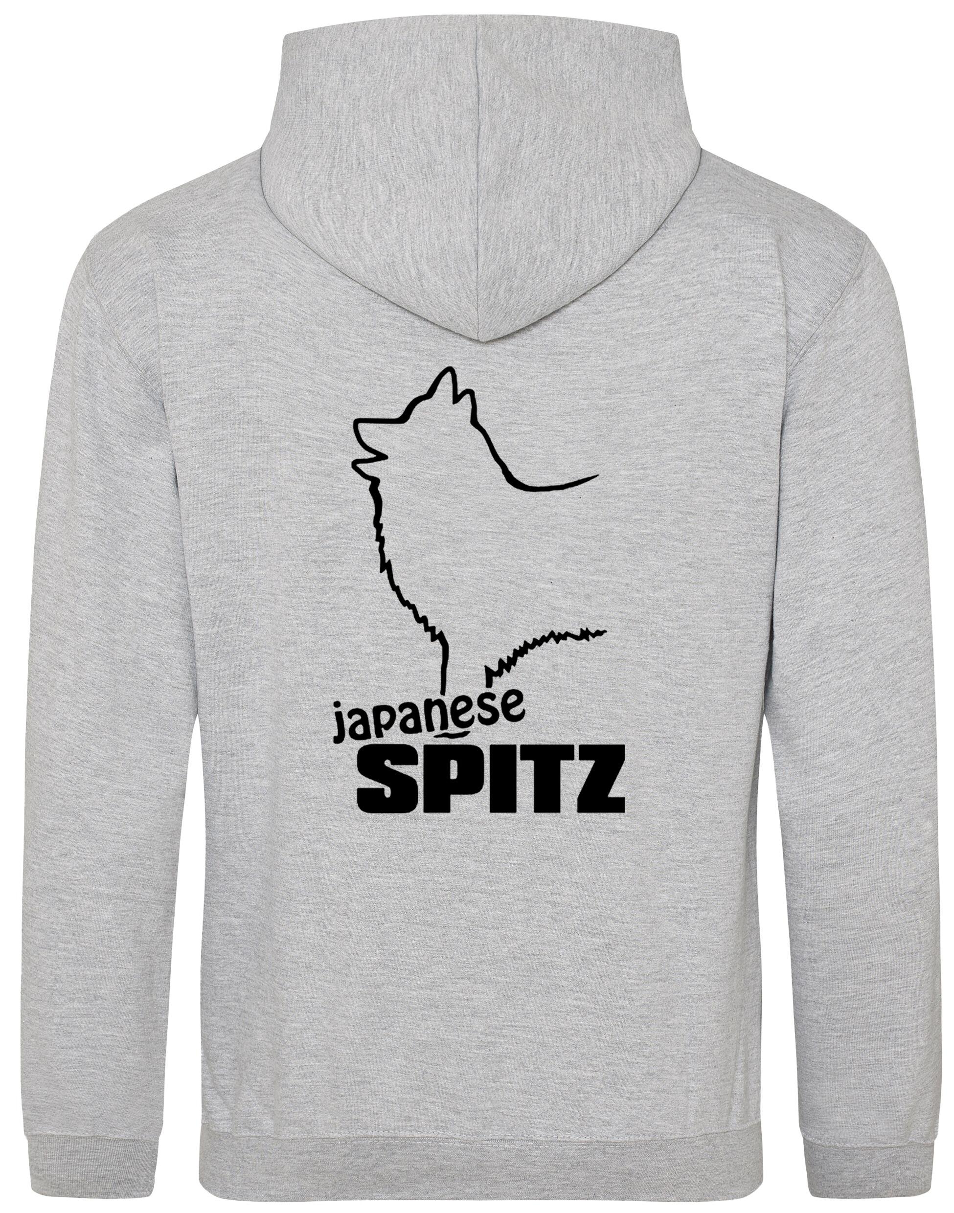 Pullover hoodie featuring exclusive Japanese Spitz artwork, a cozy fleece lining, and personalization options, designed for breed enthusiasts.