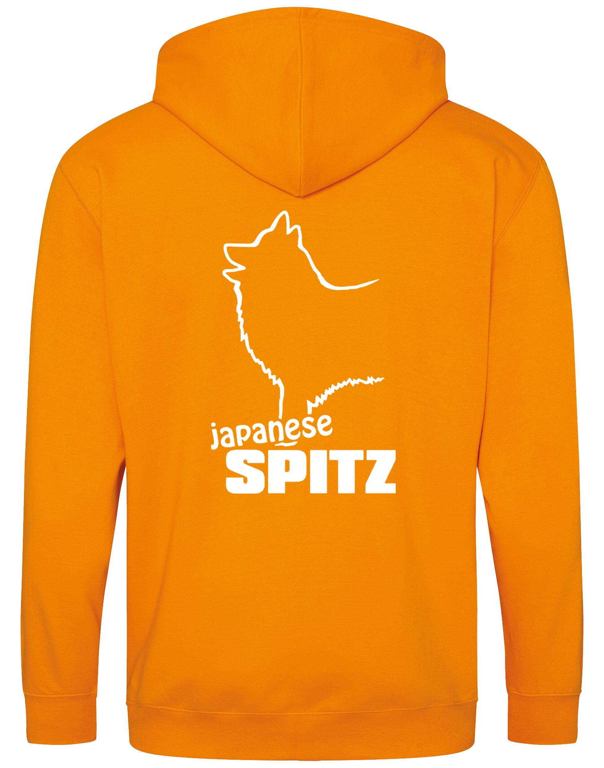 Zipped hoodie featuring exclusive Japanese Spitz artwork, a cozy hood, and practical pockets, designed for breed enthusiasts.
