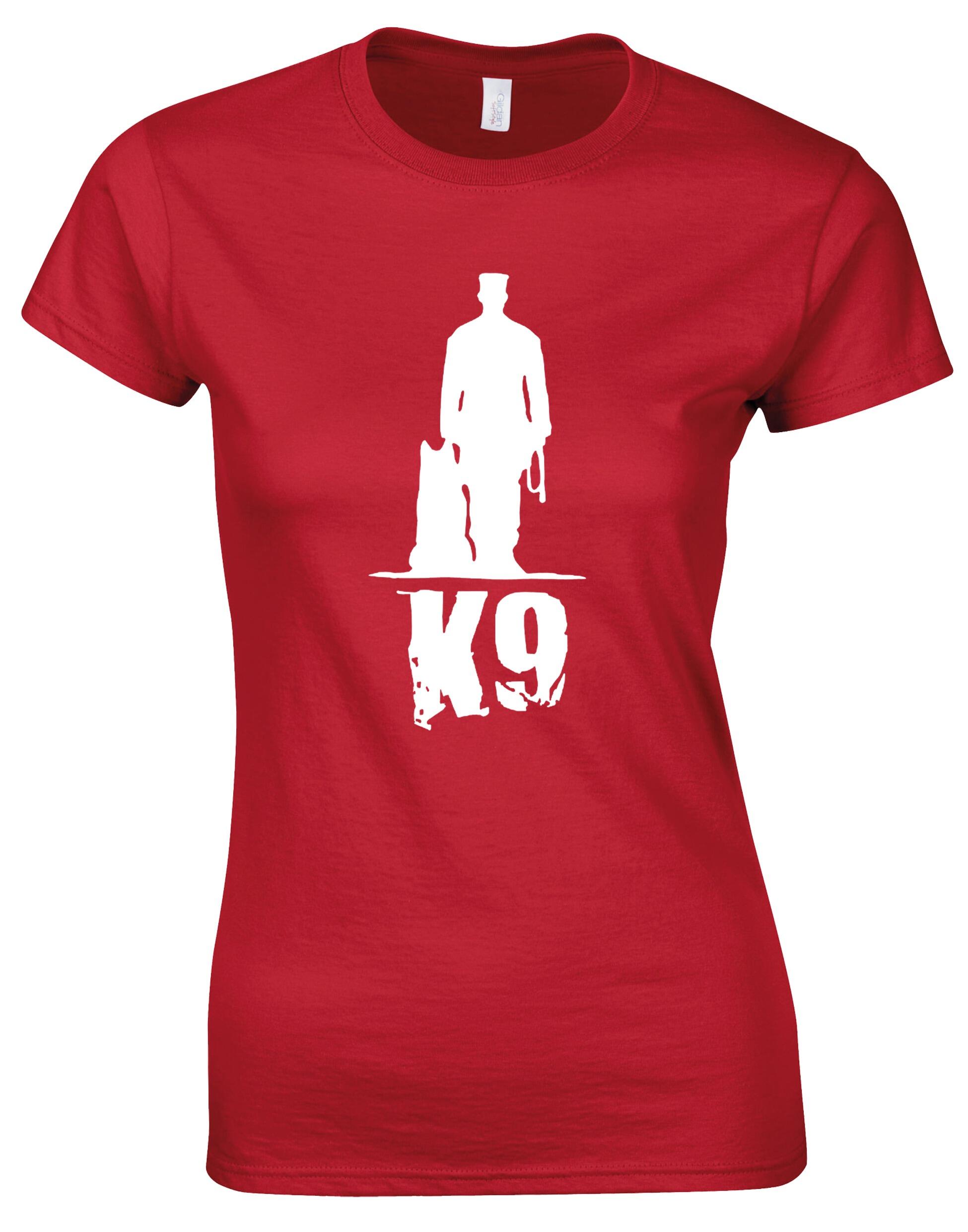 K9 Female Roundneck T-shirt featuring exclusive dog-inspired artwork, crafted from soft breathable cotton with a flattering feminine fit.