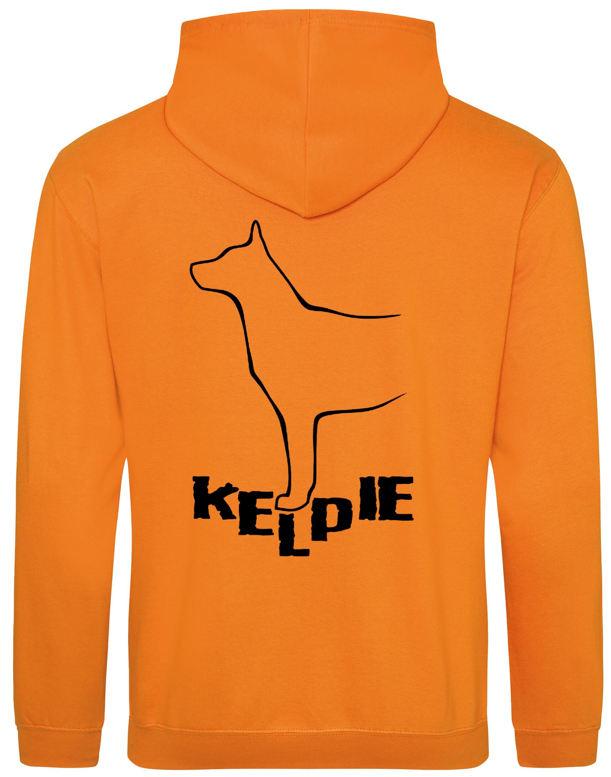 Kelpi Design Pullover Hoodie featuring exclusive breed-inspired artwork, cozy fleece interior, and personalization options for dog lovers.