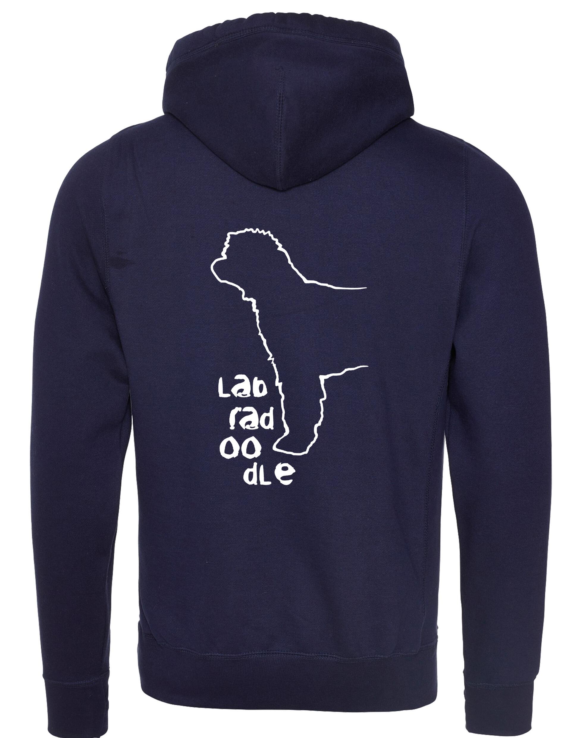 Labradoodle Crossneck Pullover Hoodie with exclusive breed artwork, cozy brushed fleece, and practical kangaroo pocket.