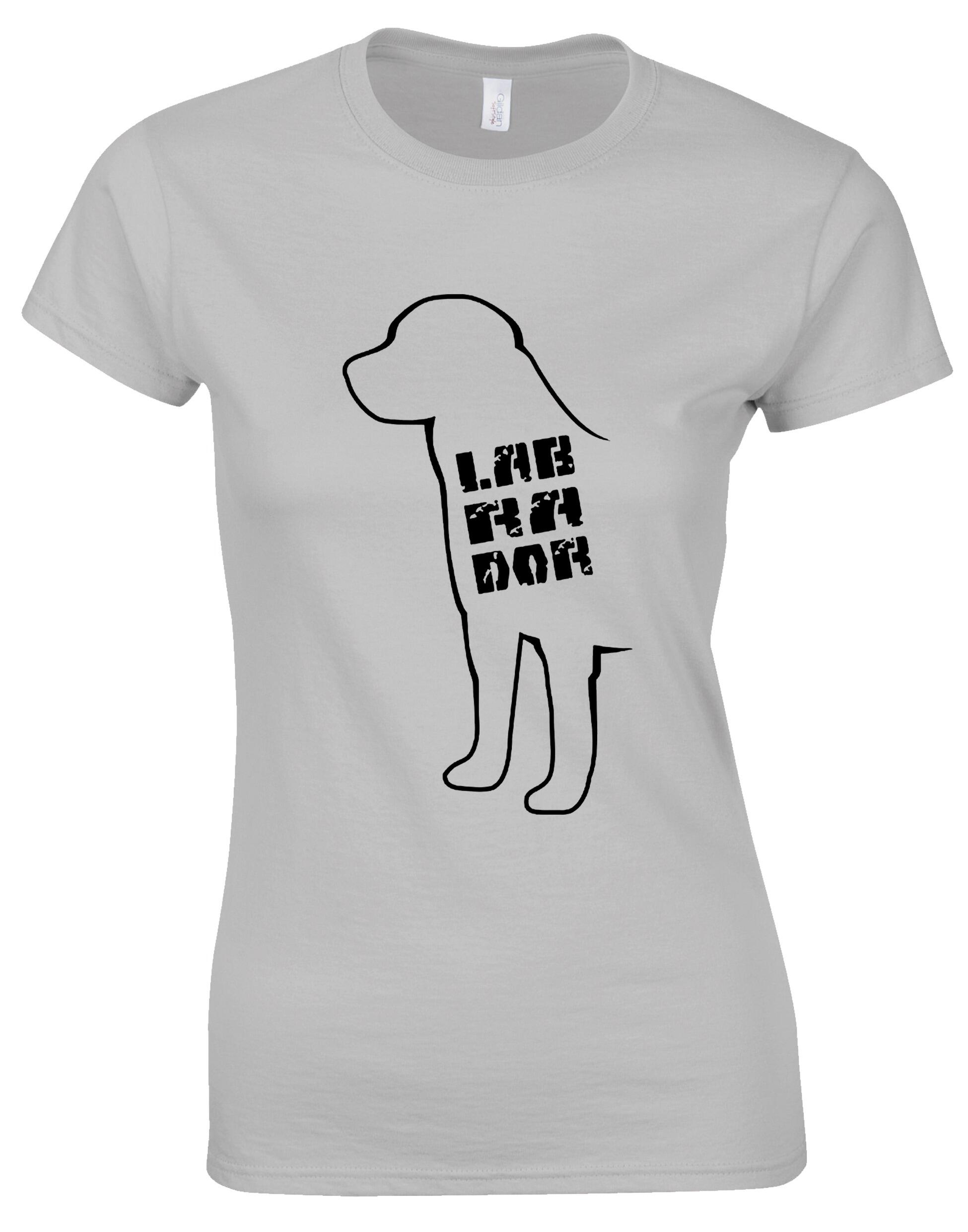 Female roundneck T-shirt featuring exclusive Labrador breed artwork, offering a stylish and comfortable way to showcase your Labrador pride.