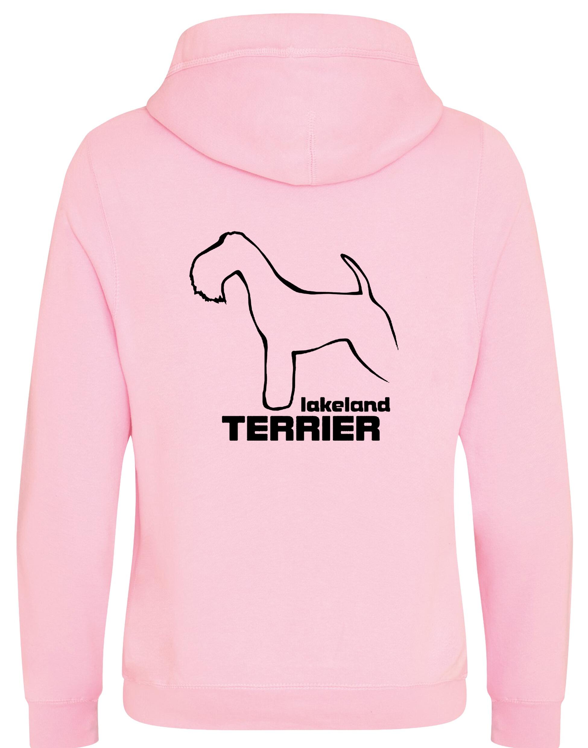 Stylish Lakeland Terrier crossneck pullover hoodie with exclusive breed artwork and cosy fleece interior.