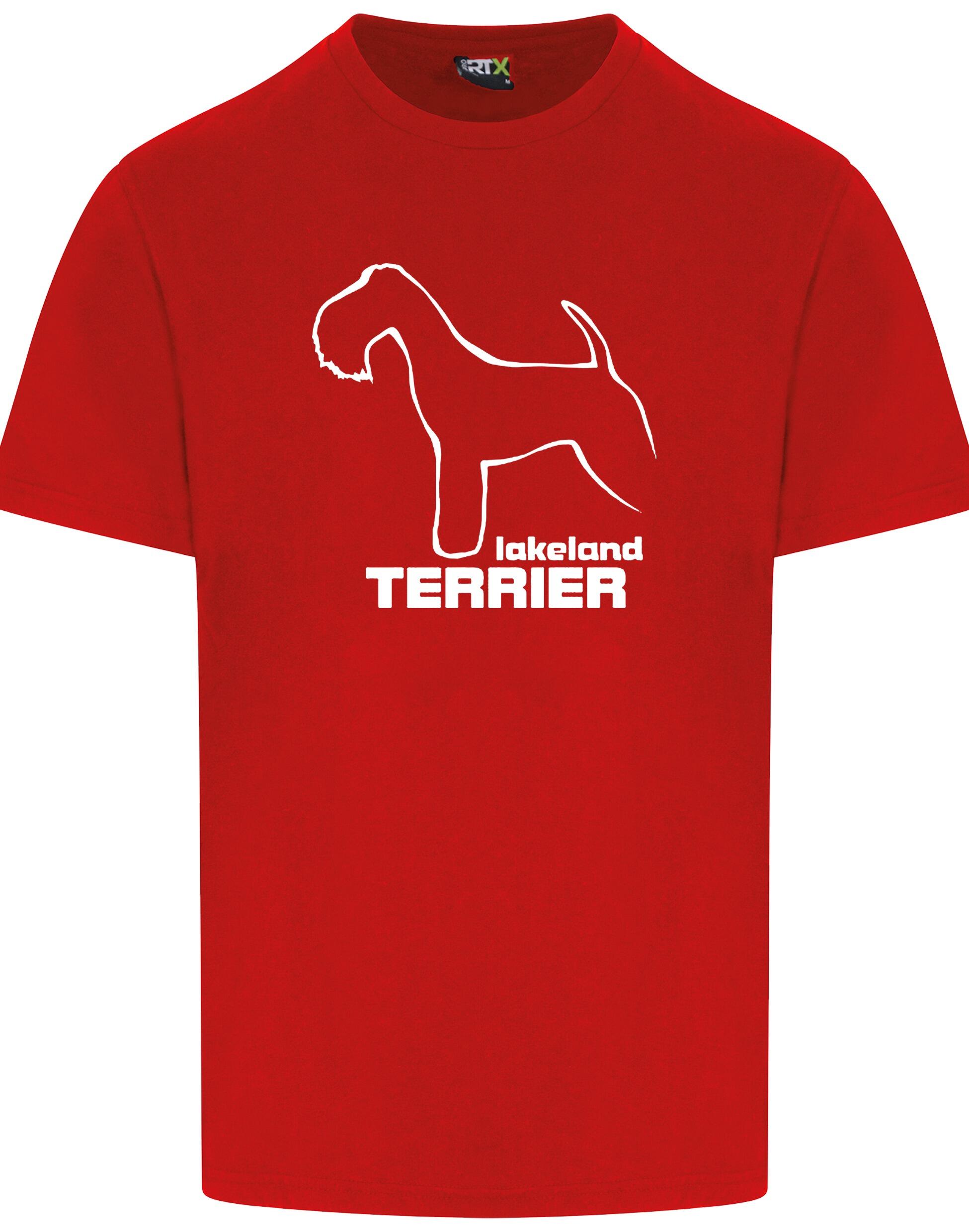 Unisex roundneck T-shirt featuring an exclusive Lakeland Terrier design in premium cotton fabric.