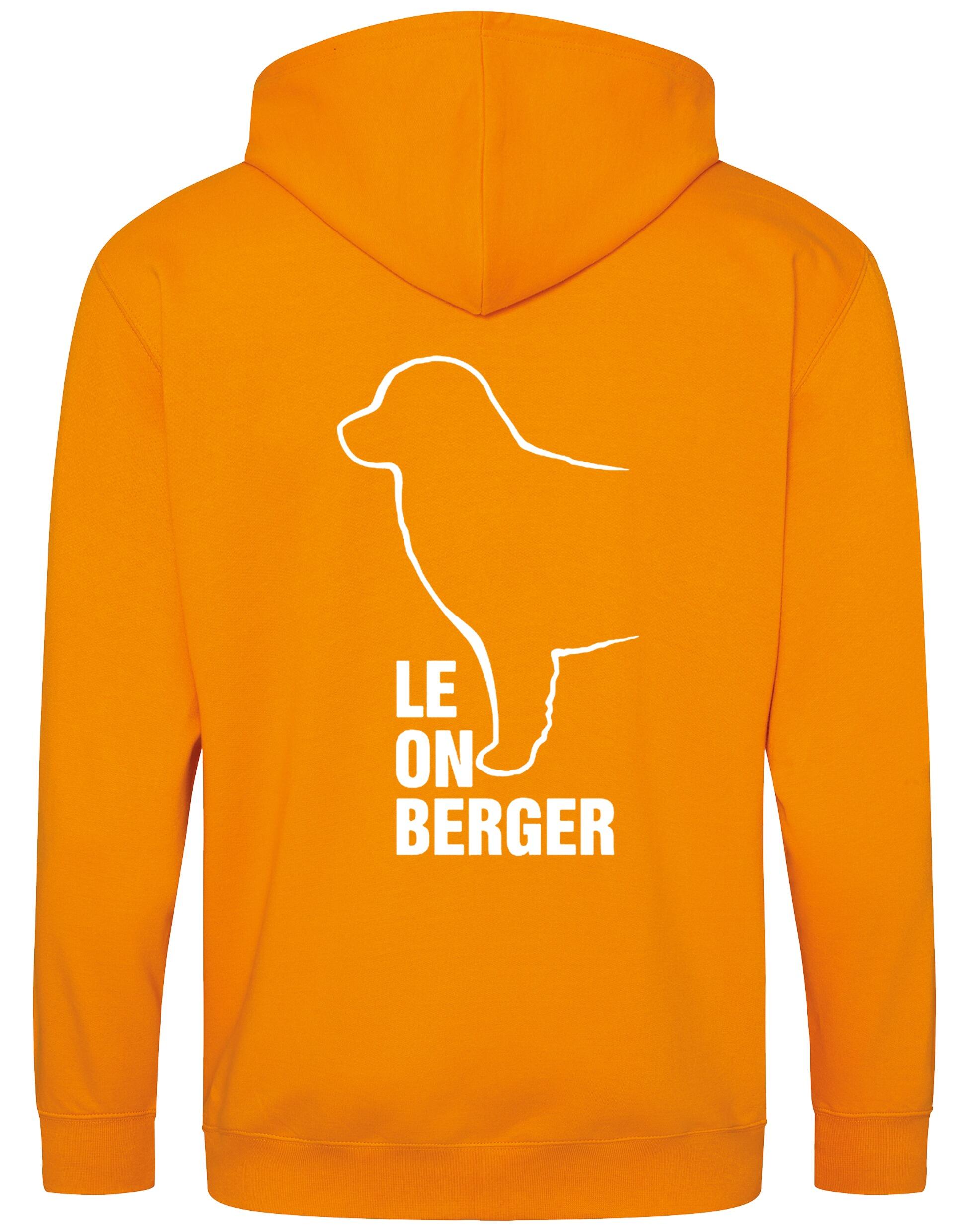 Leonberger zipped hoodie with exclusive breed artwork, personalised details, and practical full-zip design.