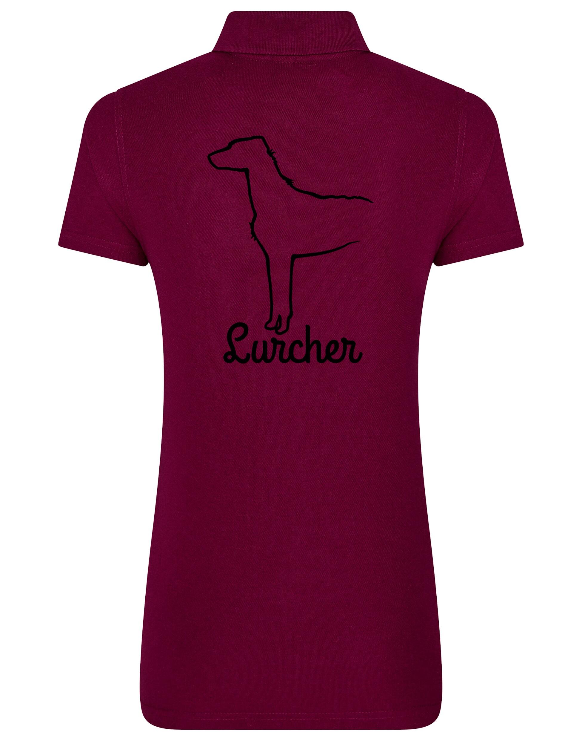 Lurcher Women's Cotton Polo featuring exclusive breed design and soft cotton fabric.
