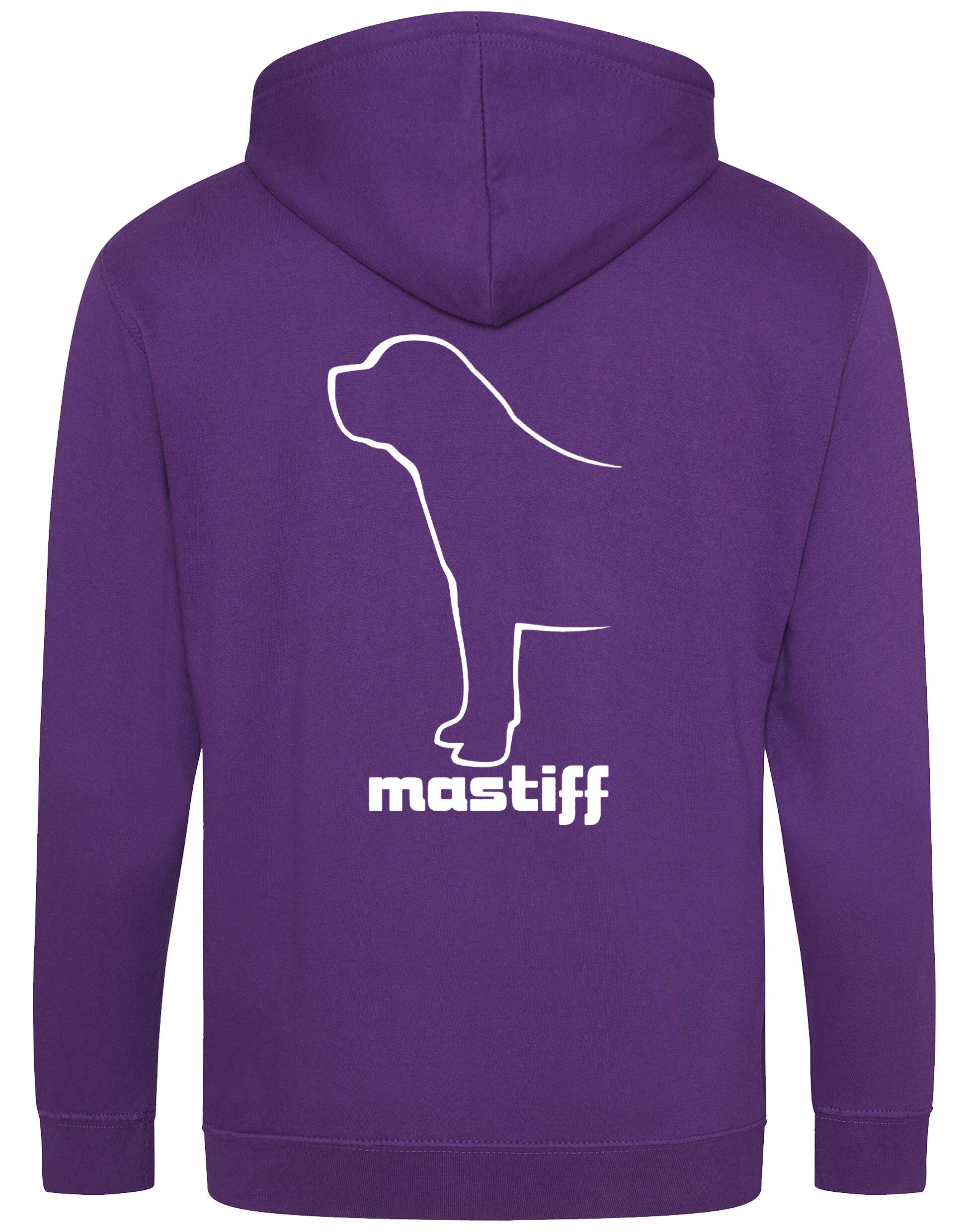 Mastiff Zipped Hoodie featuring exclusive breed artwork, soft fleece lining, and personalised options for dog lovers.