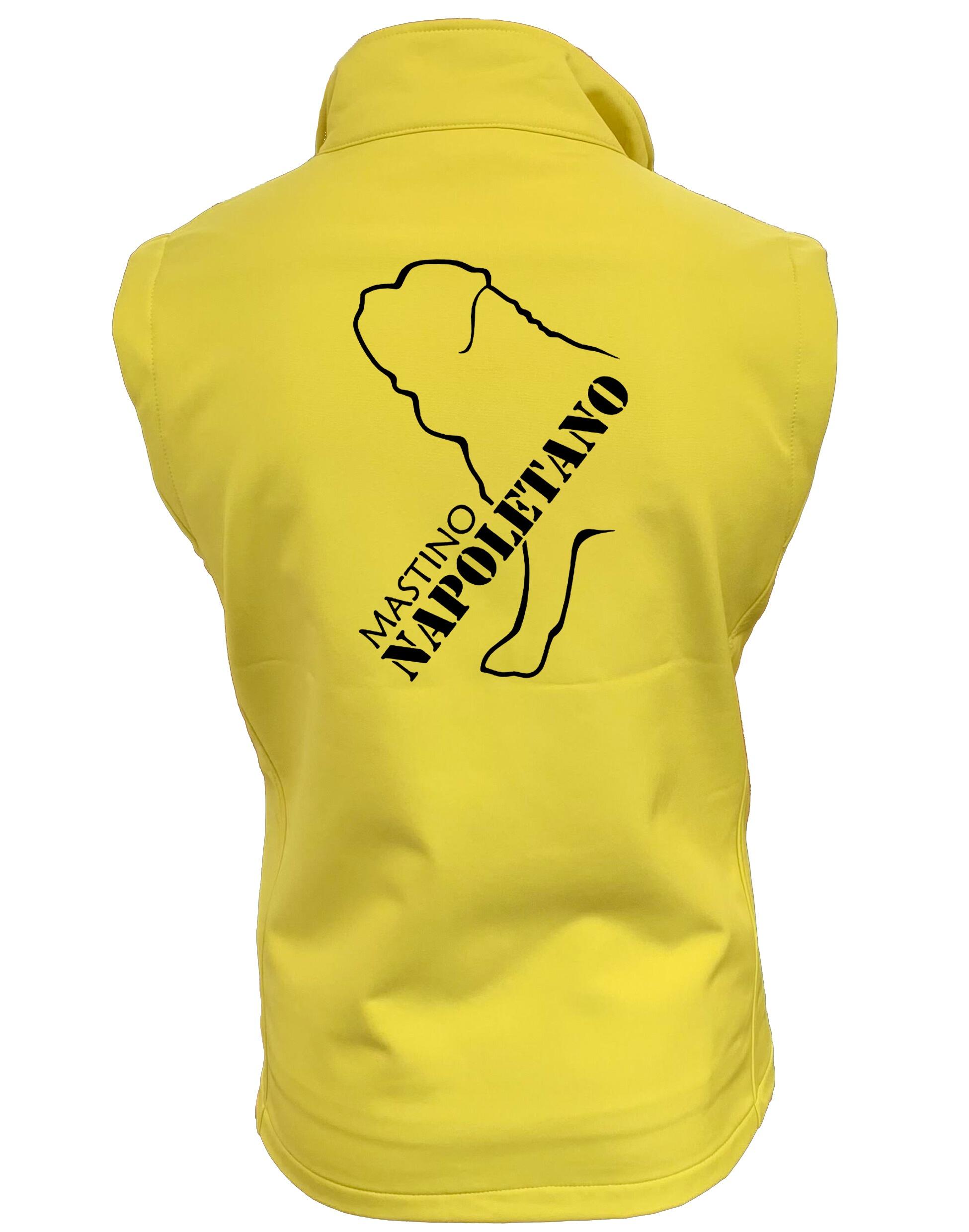 Mastino Napoletano Unisex Softshell Gilet featuring exclusive breed-inspired artwork, water-resistant fabric, and fleece-lined warmth for stylish comfort and practicality.