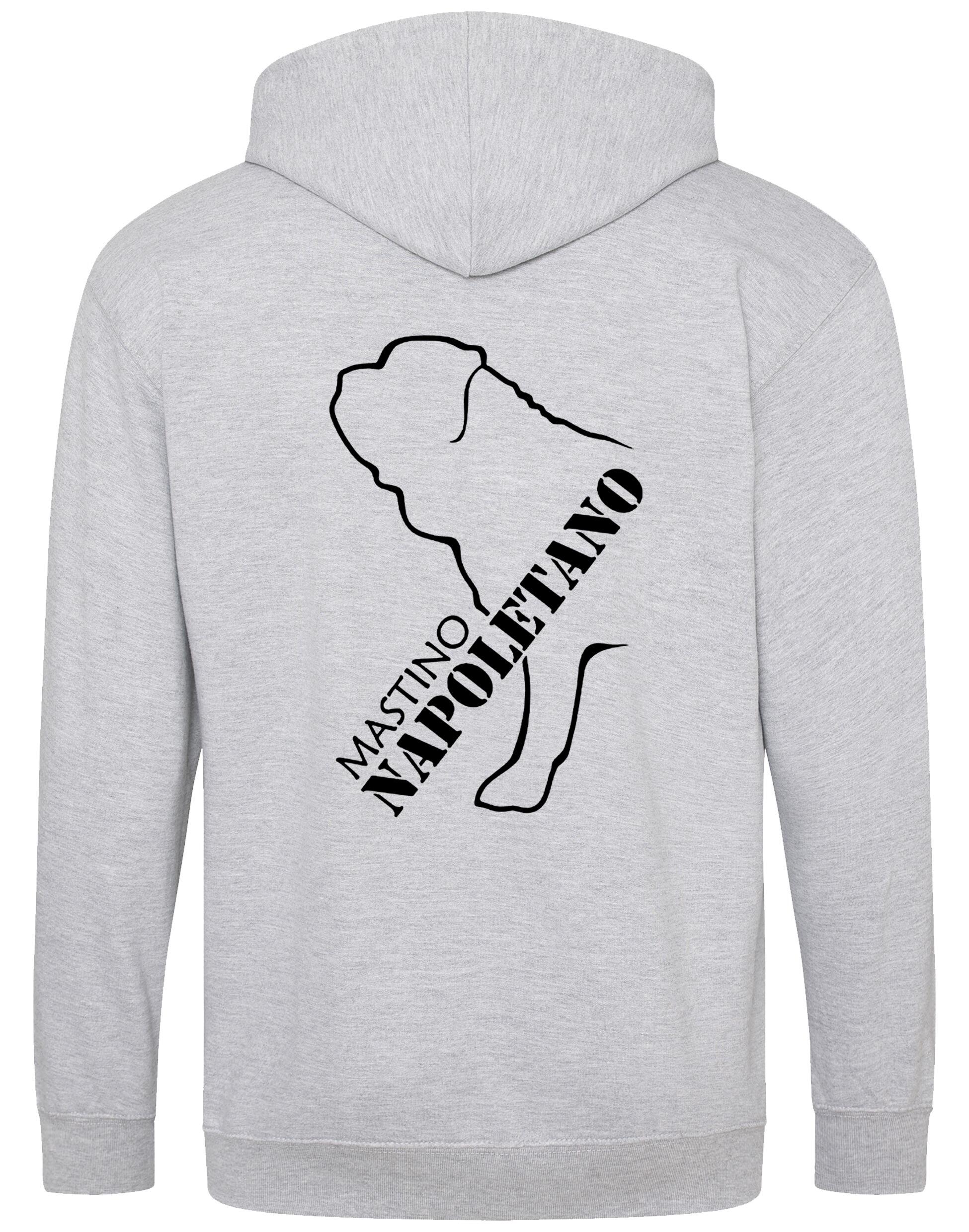 Mastino Napoletano Zipped Hoodie featuring exclusive breed artwork, customisation options, and a durable, fleece-lined design for ultimate comfort and style.