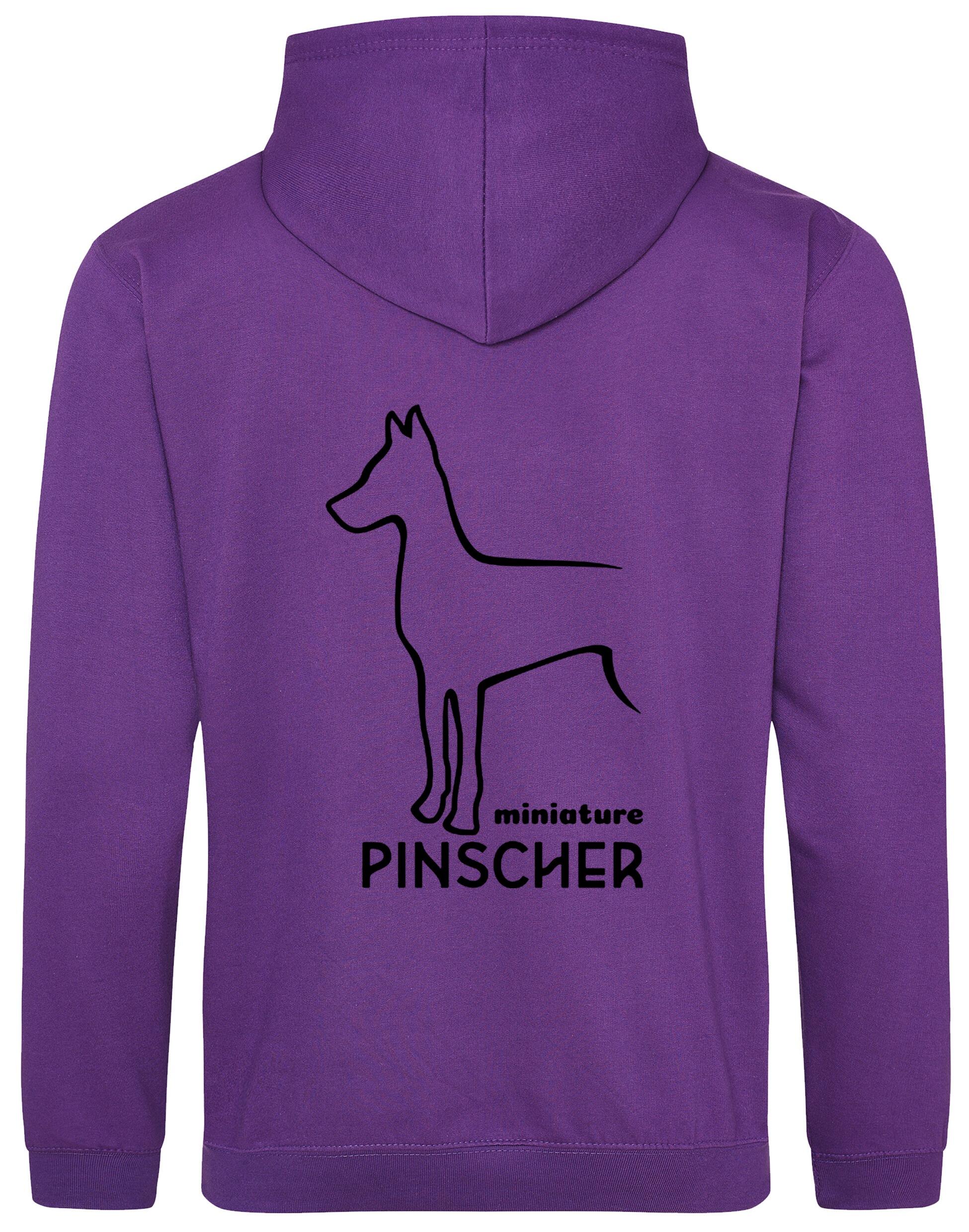 Miniature Pinscher Pullover Hoodie with fleece lining, exclusive breed artwork, and personalisation options for stylish comfort.